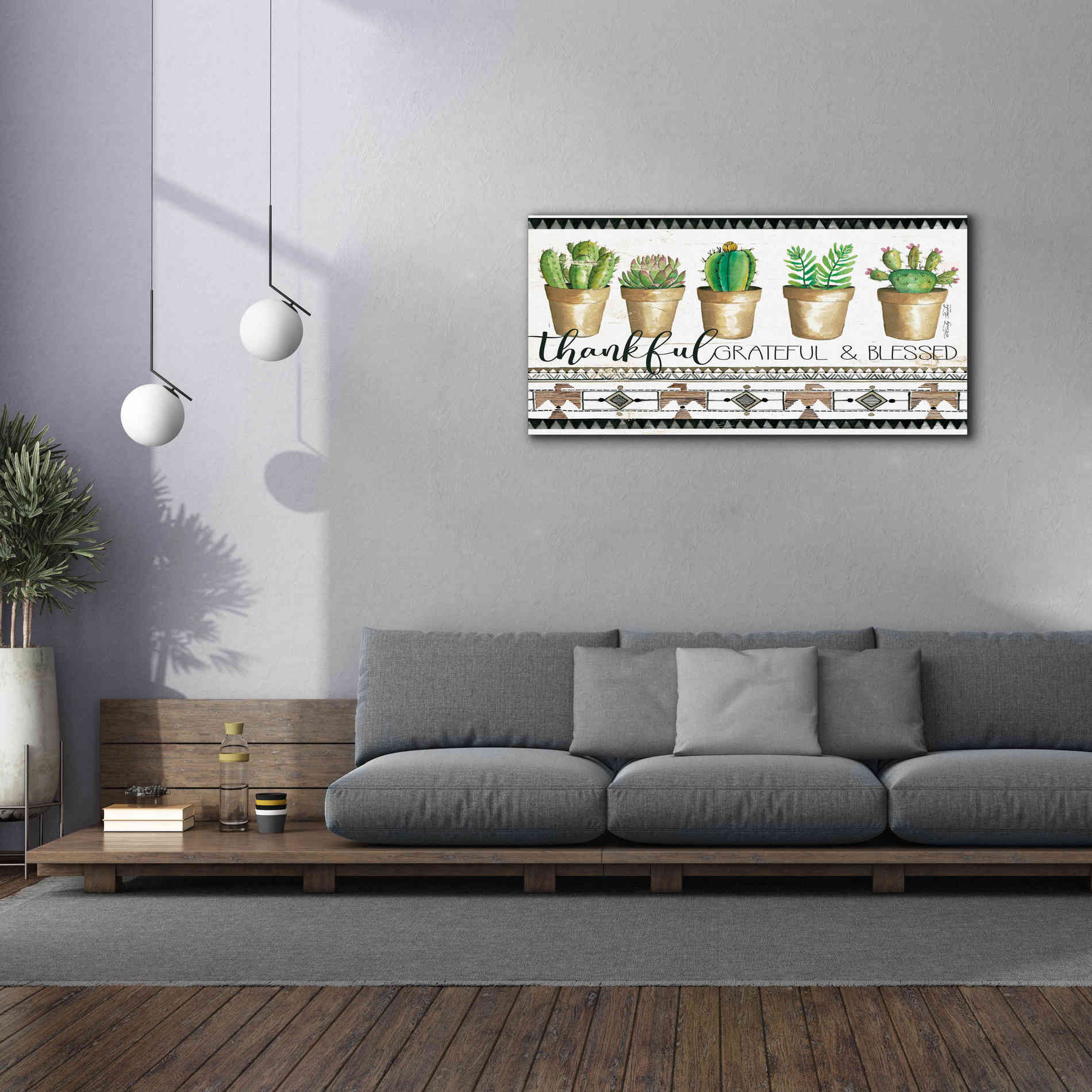 'Native Thankful Grateful' by Cindy Jacobs, Canvas Wall Art,60 x 30