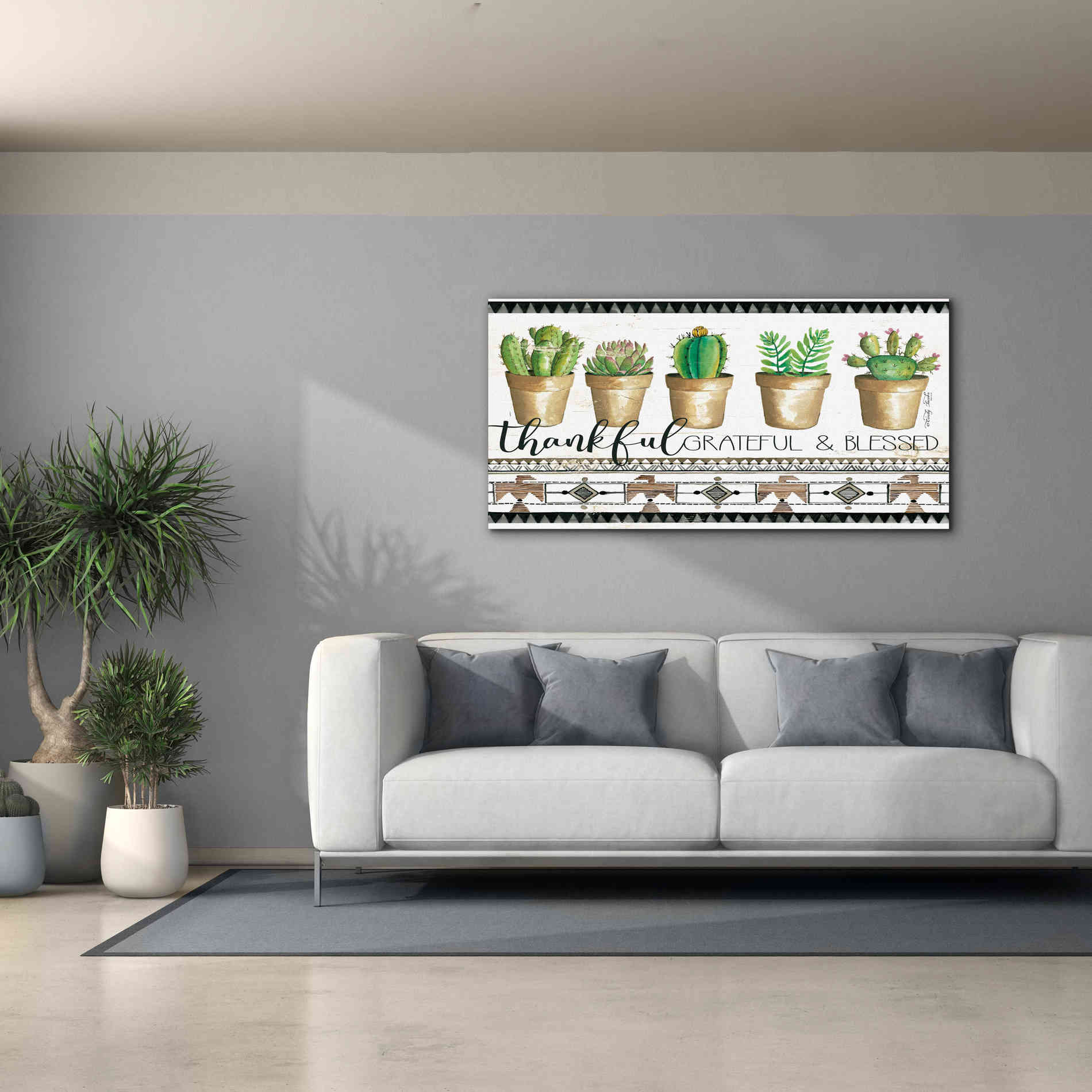 'Native Thankful Grateful' by Cindy Jacobs, Canvas Wall Art,60 x 30