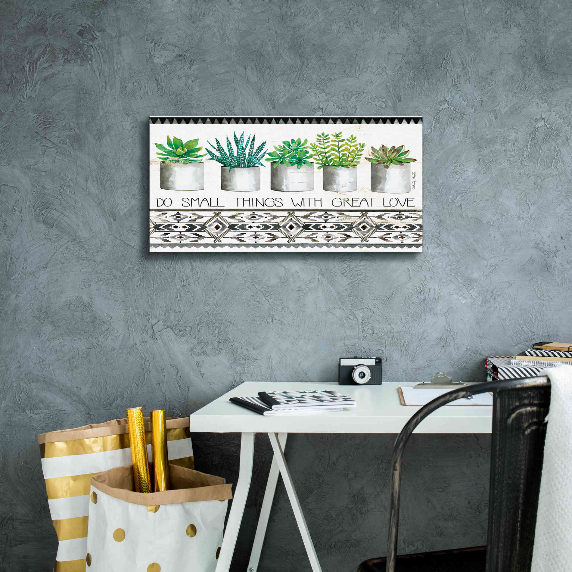 'Do Small Things Succulents' by Cindy Jacobs, Canvas Wall Art,24 x 12