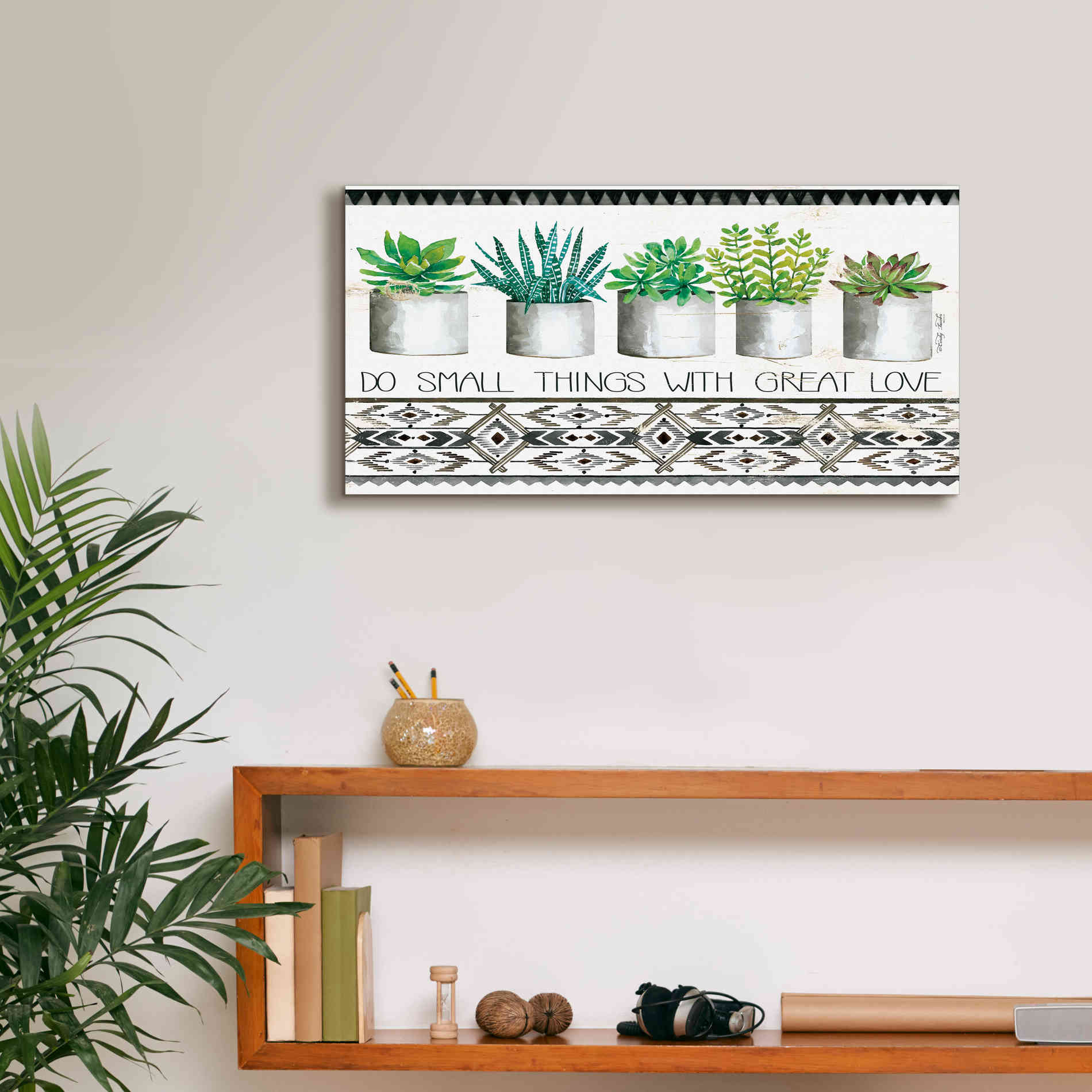 'Do Small Things Succulents' by Cindy Jacobs, Canvas Wall Art,24 x 12