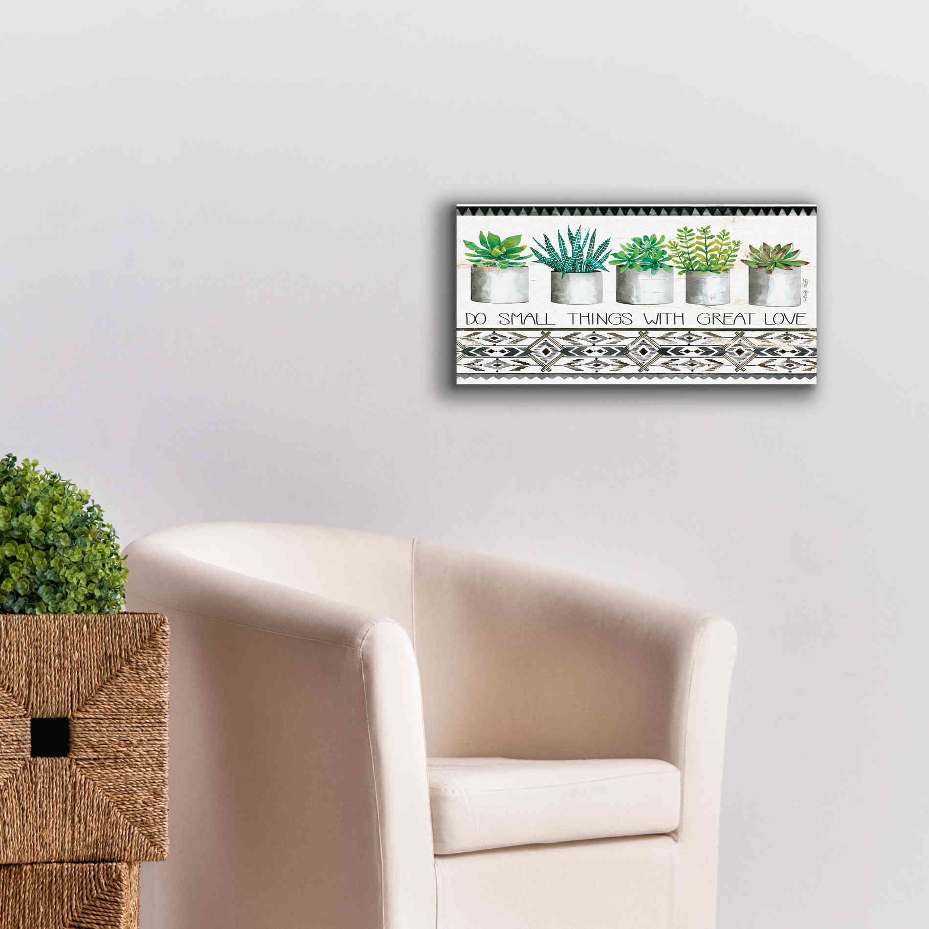 'Do Small Things Succulents' by Cindy Jacobs, Canvas Wall Art,24 x 12