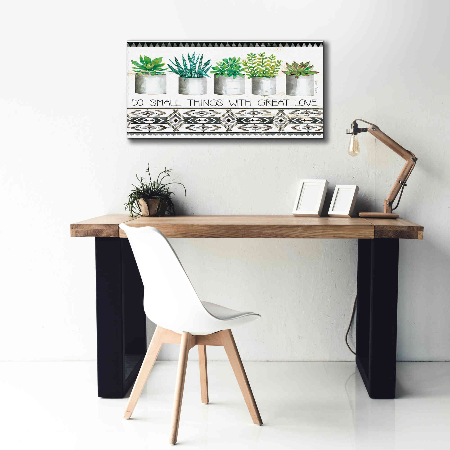 'Do Small Things Succulents' by Cindy Jacobs, Canvas Wall Art,40 x 20