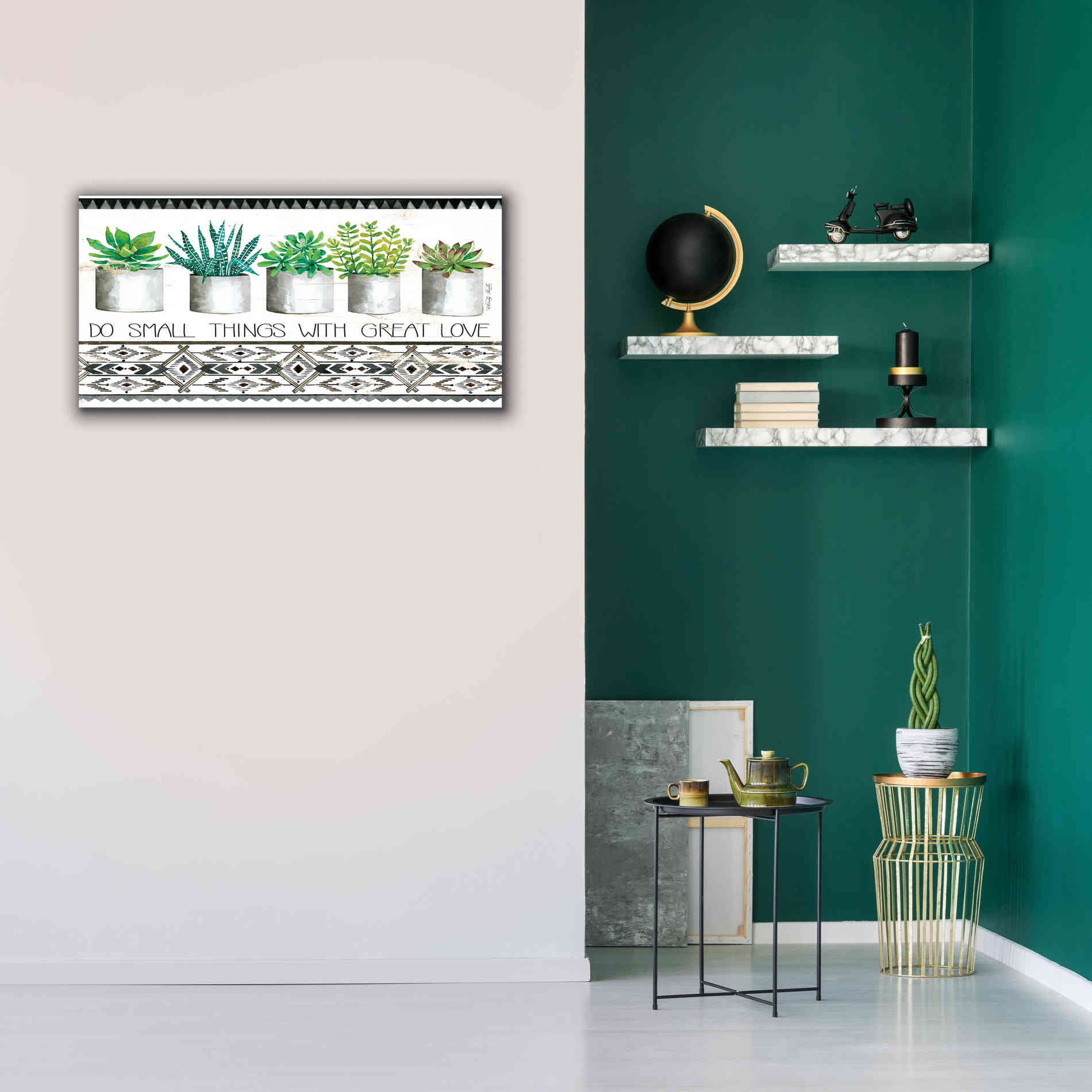'Do Small Things Succulents' by Cindy Jacobs, Canvas Wall Art,40 x 20