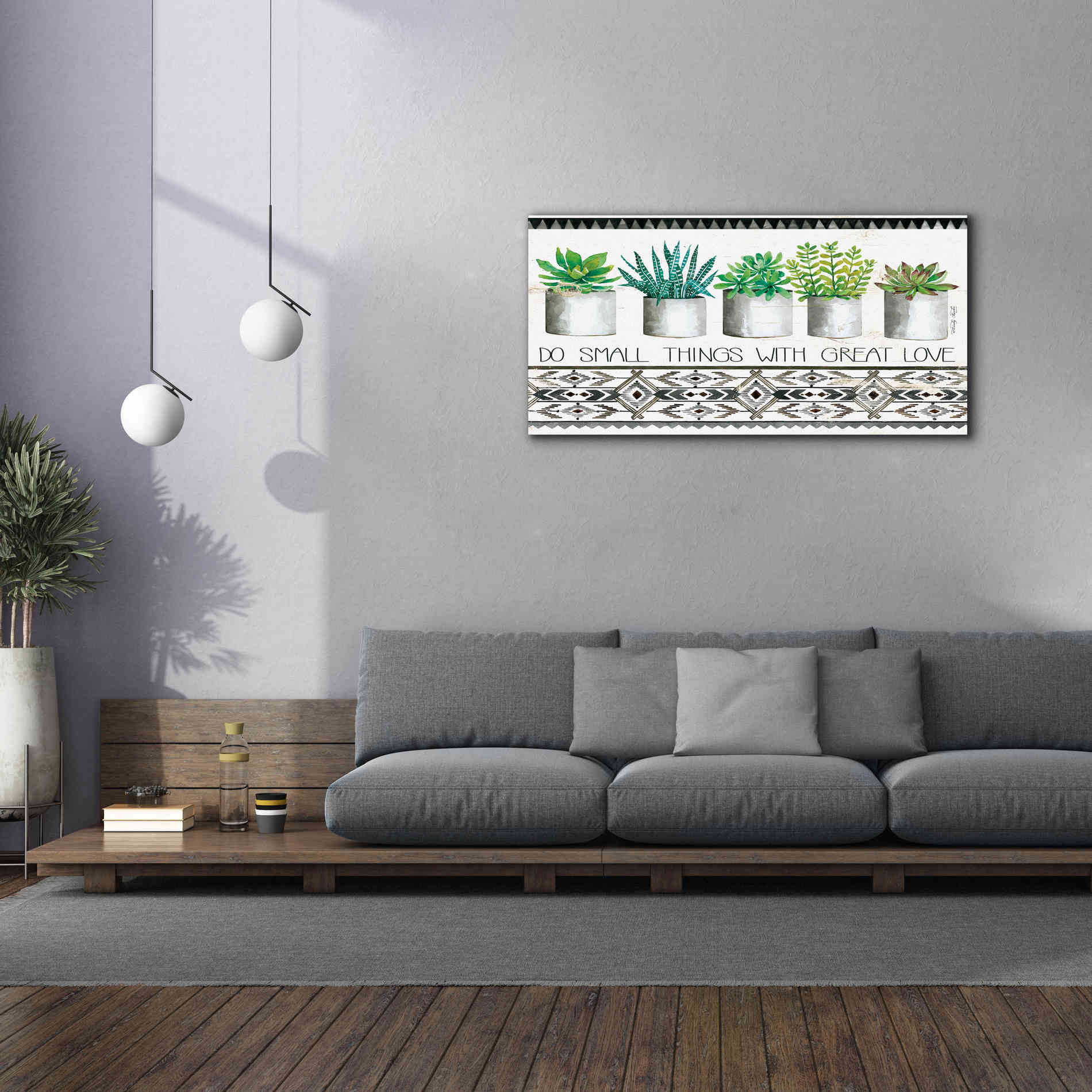 'Do Small Things Succulents' by Cindy Jacobs, Canvas Wall Art,60 x 30
