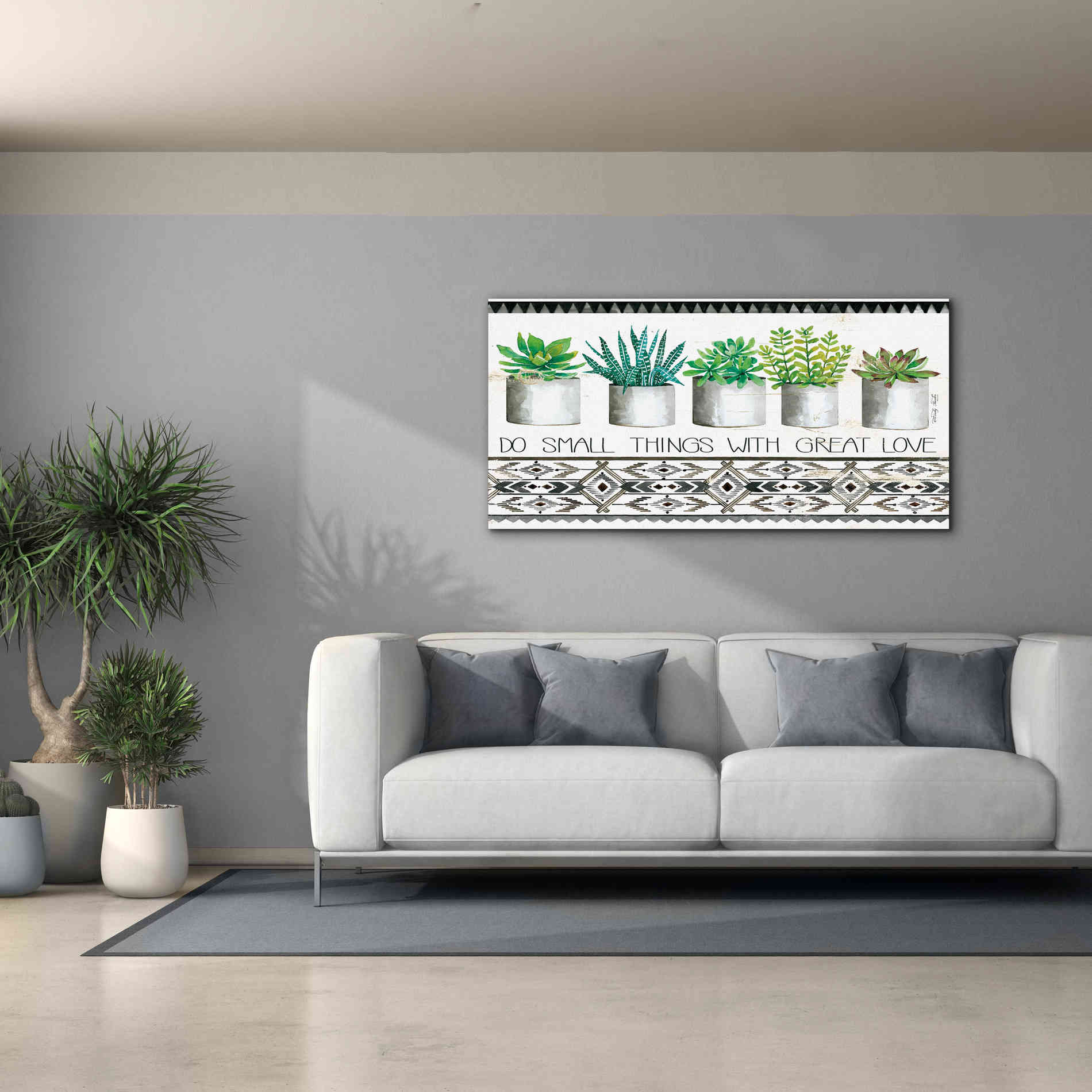 'Do Small Things Succulents' by Cindy Jacobs, Canvas Wall Art,60 x 30