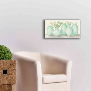 'Mint Vases' by Cindy Jacobs, Canvas Wall Art,24 x 12