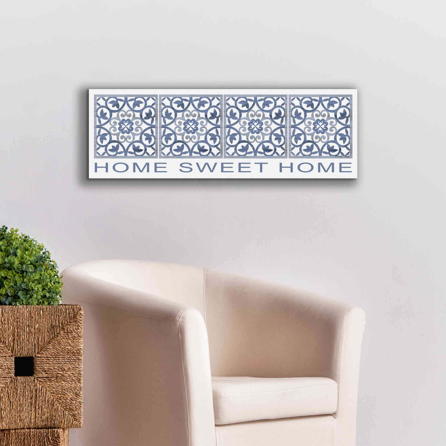 'Home Sweet Home Pattern' by Cindy Jacobs, Canvas Wall Art,36 x 12