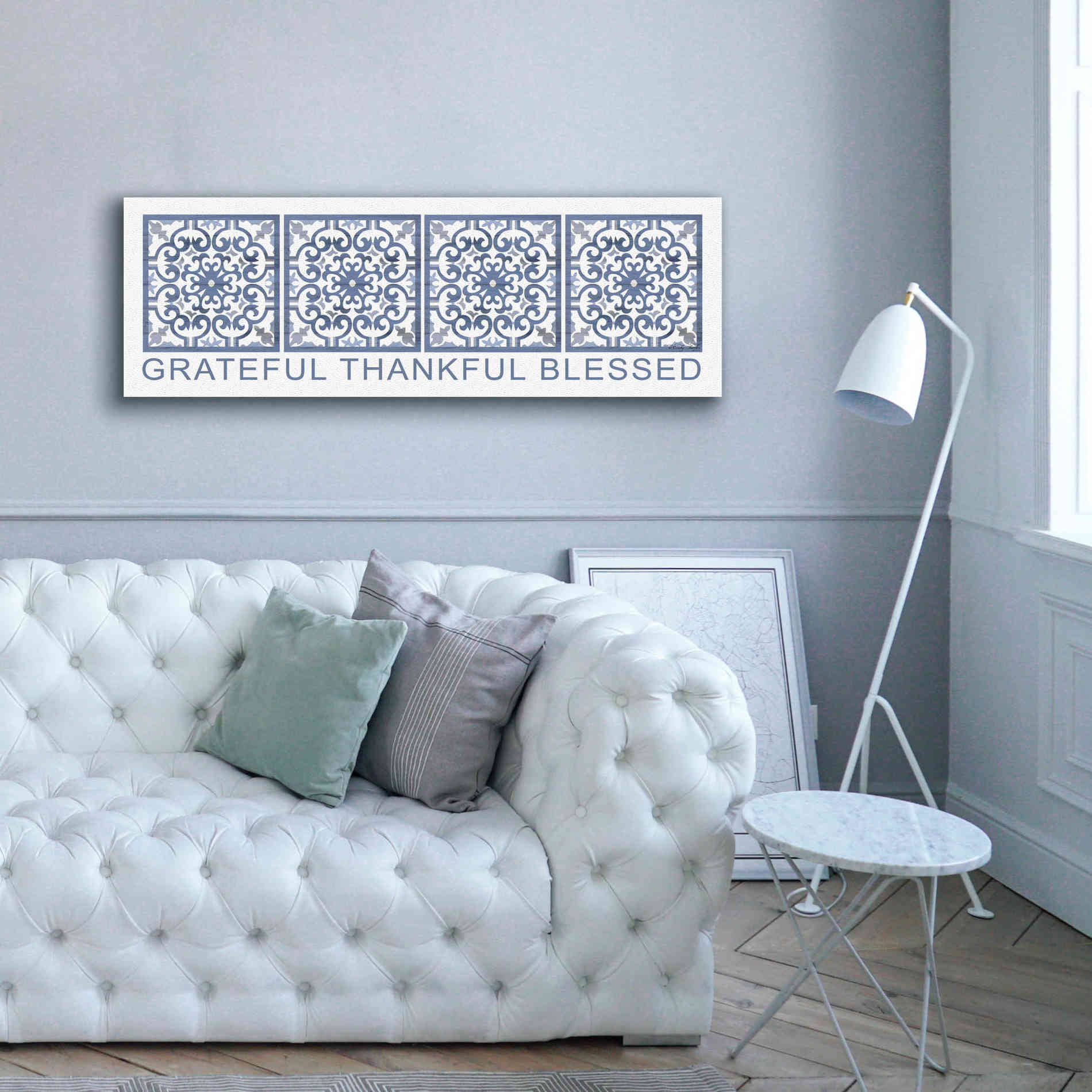 'Grateful, Thankful, Blessed Pattern' by Cindy Jacobs, Canvas Wall Art,60 x 20