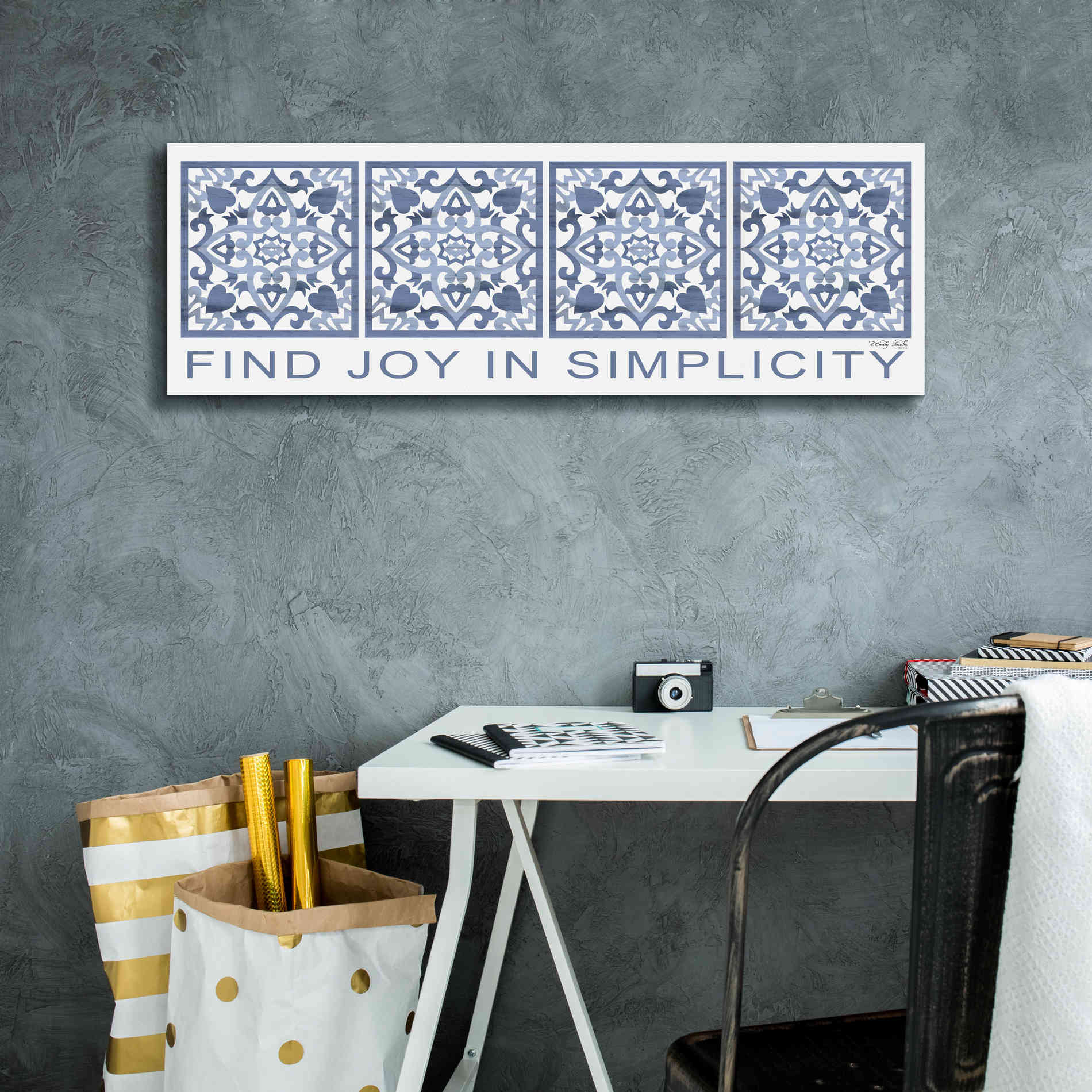 'Find Joy in Simplicity Pattern' by Cindy Jacobs, Canvas Wall Art,36 x 12