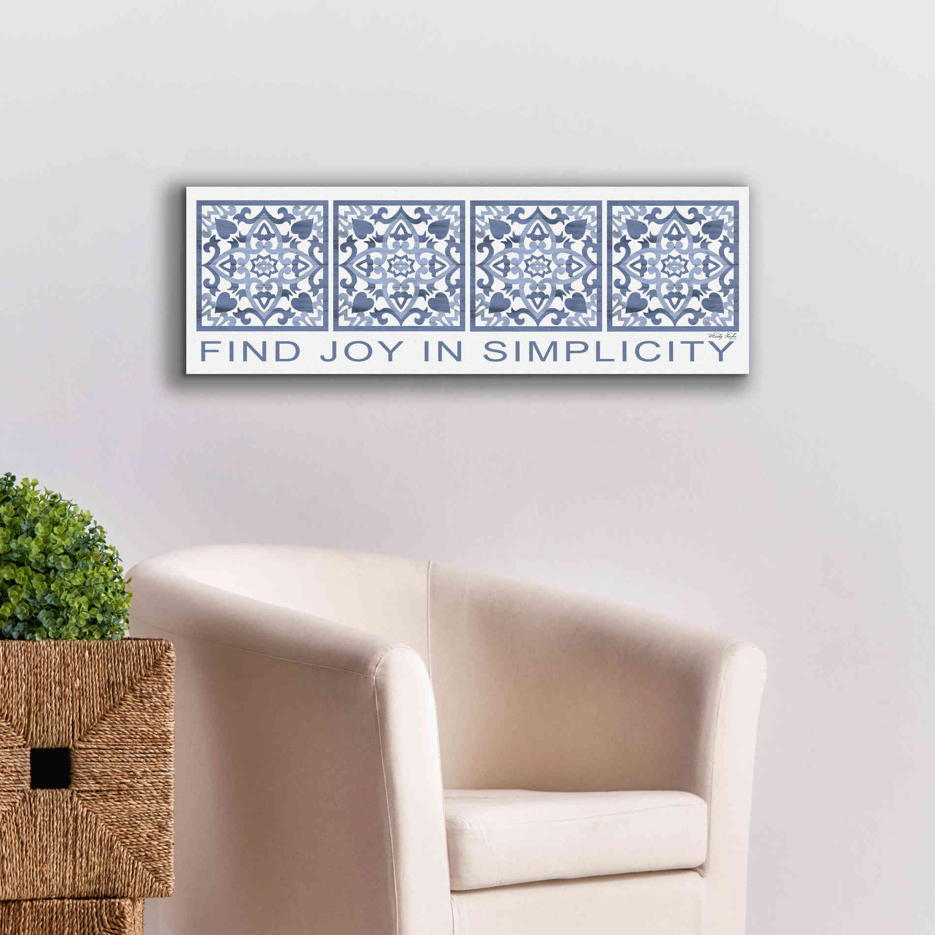 'Find Joy in Simplicity Pattern' by Cindy Jacobs, Canvas Wall Art,36 x 12