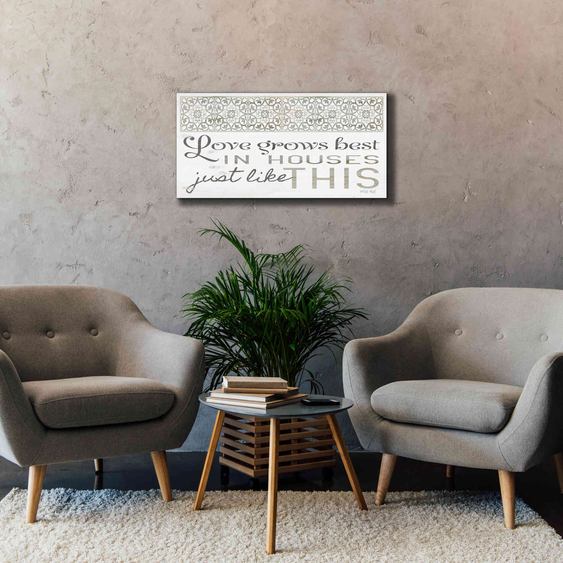 'Love Grows Best' by Cindy Jacobs, Canvas Wall Art,40 x 20