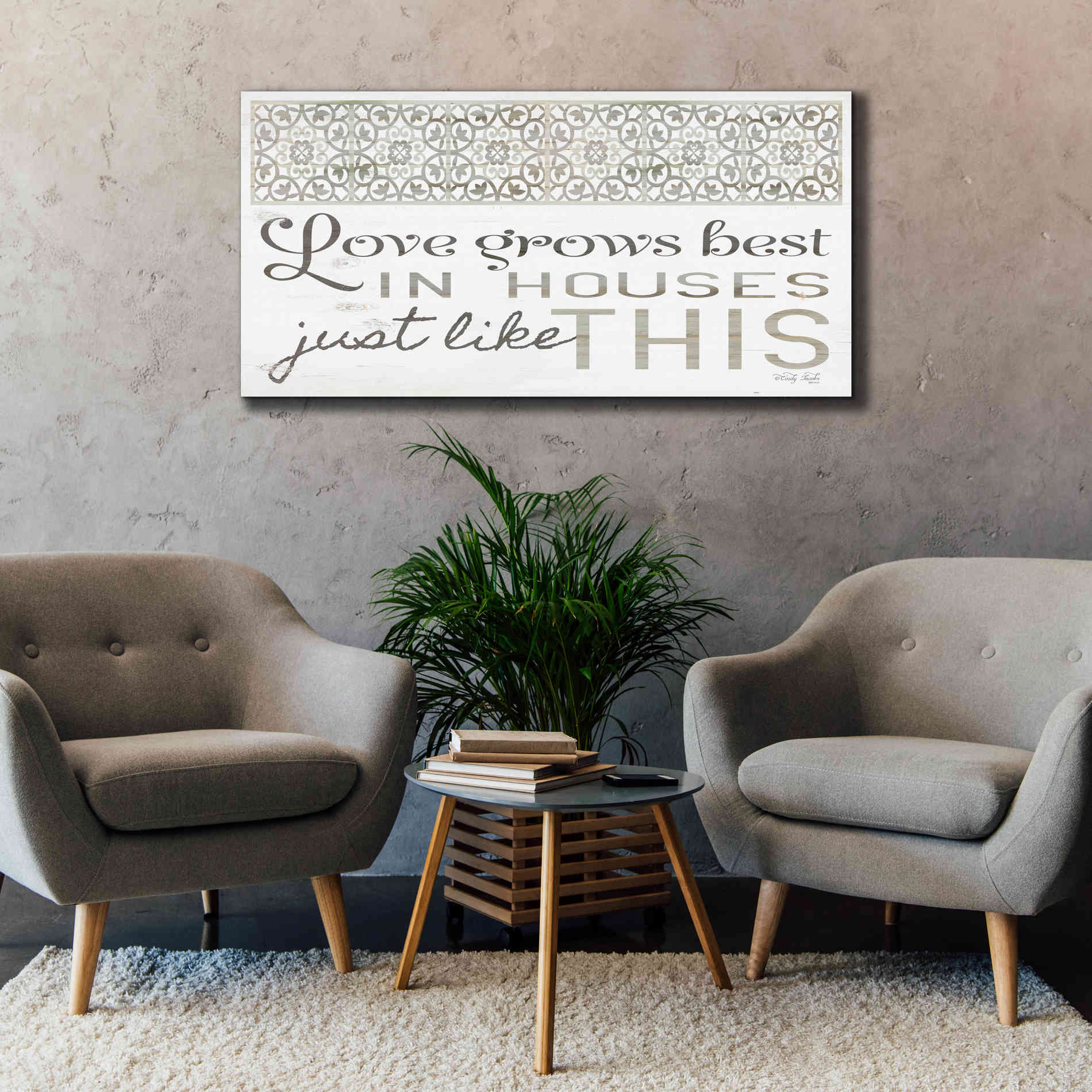 'Love Grows Best' by Cindy Jacobs, Canvas Wall Art,60 x 30