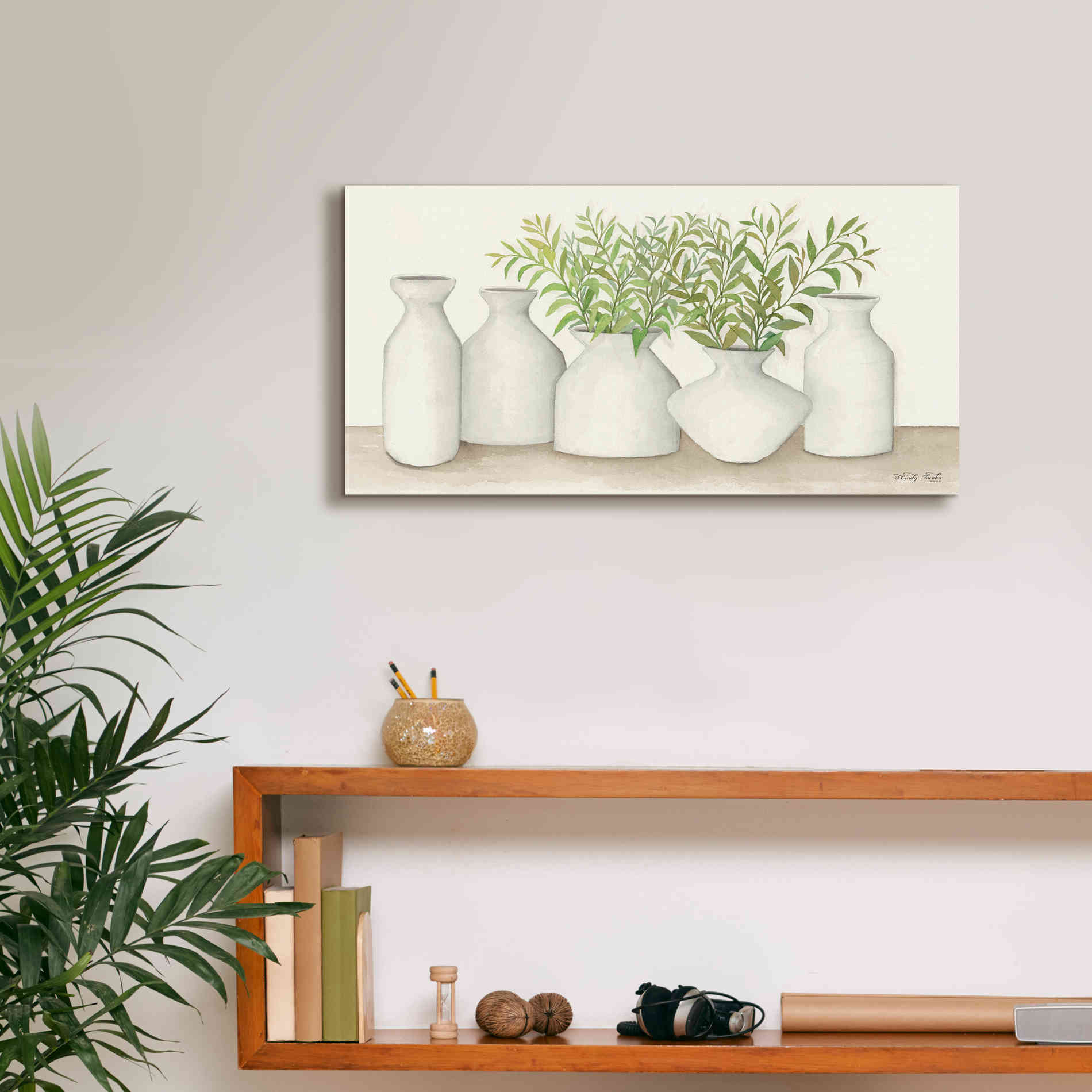 'Simplicity in White II' by Cindy Jacobs, Canvas Wall Art,24 x 12