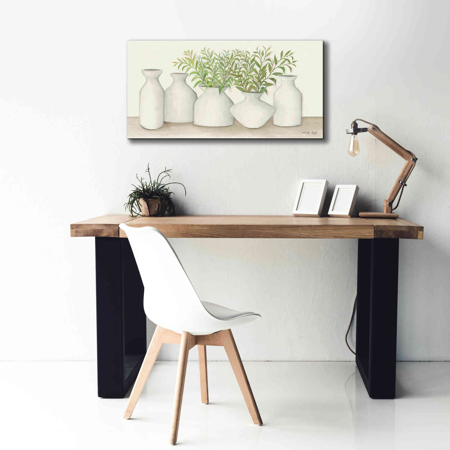 'Simplicity in White II' by Cindy Jacobs, Canvas Wall Art,40 x 20
