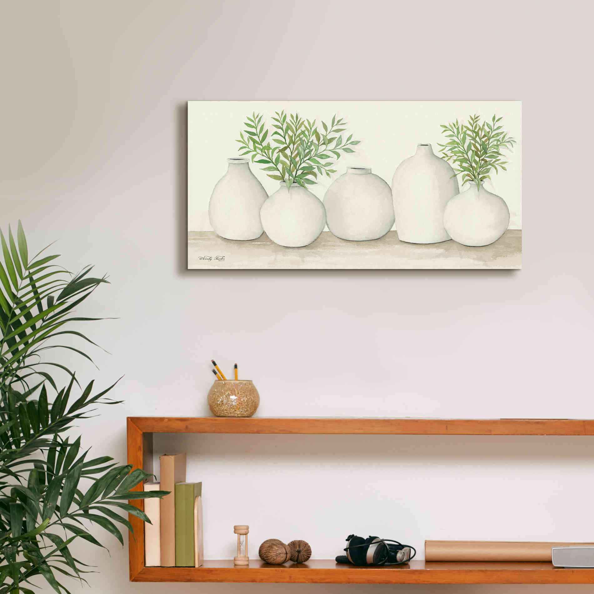 'Simplicity in White I' by Cindy Jacobs, Canvas Wall Art,24 x 12