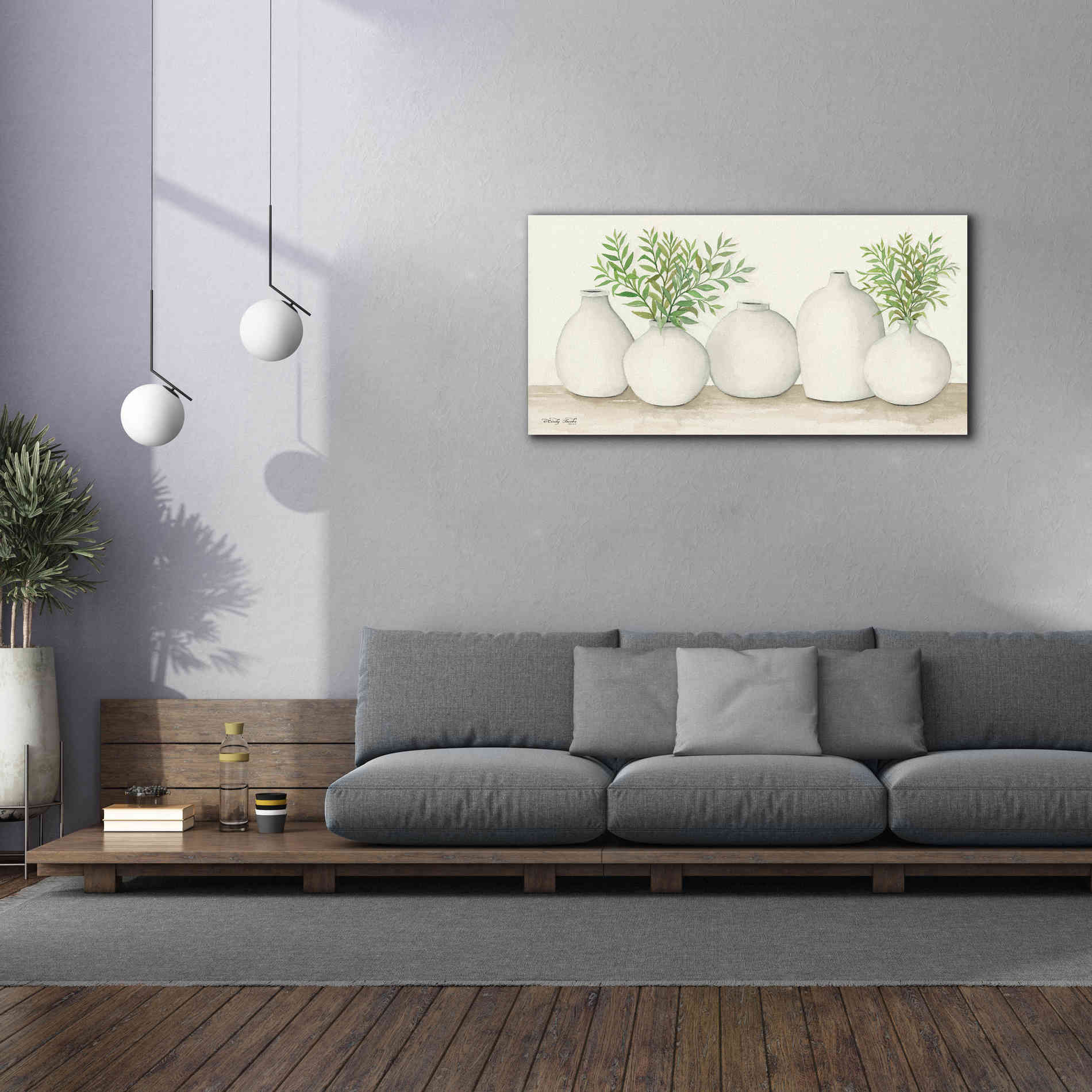 'Simplicity in White I' by Cindy Jacobs, Canvas Wall Art,60 x 30