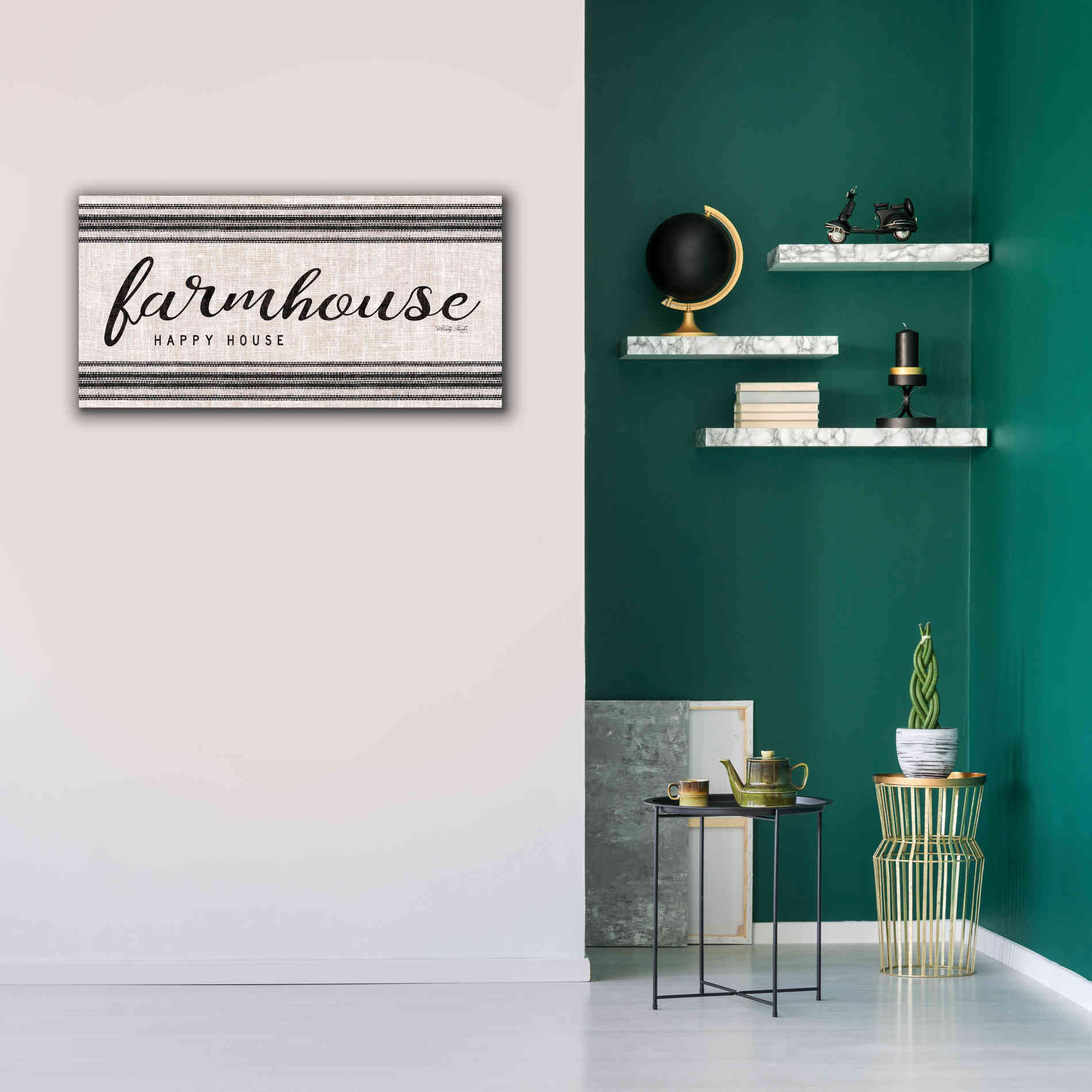 'Farmhouse Happy House' by Cindy Jacobs, Canvas Wall Art,40 x 20