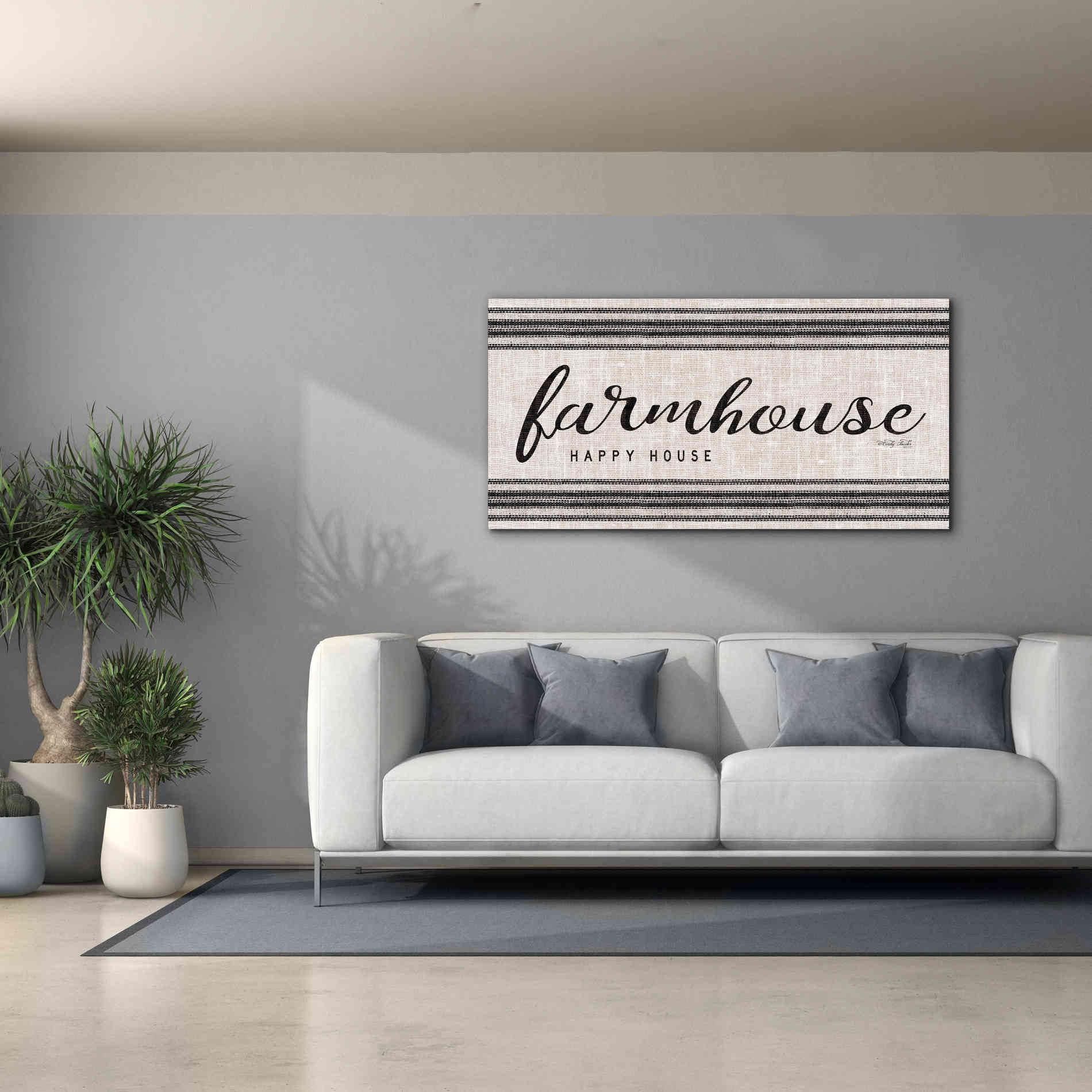 'Farmhouse Happy House' by Cindy Jacobs, Canvas Wall Art,60 x 30