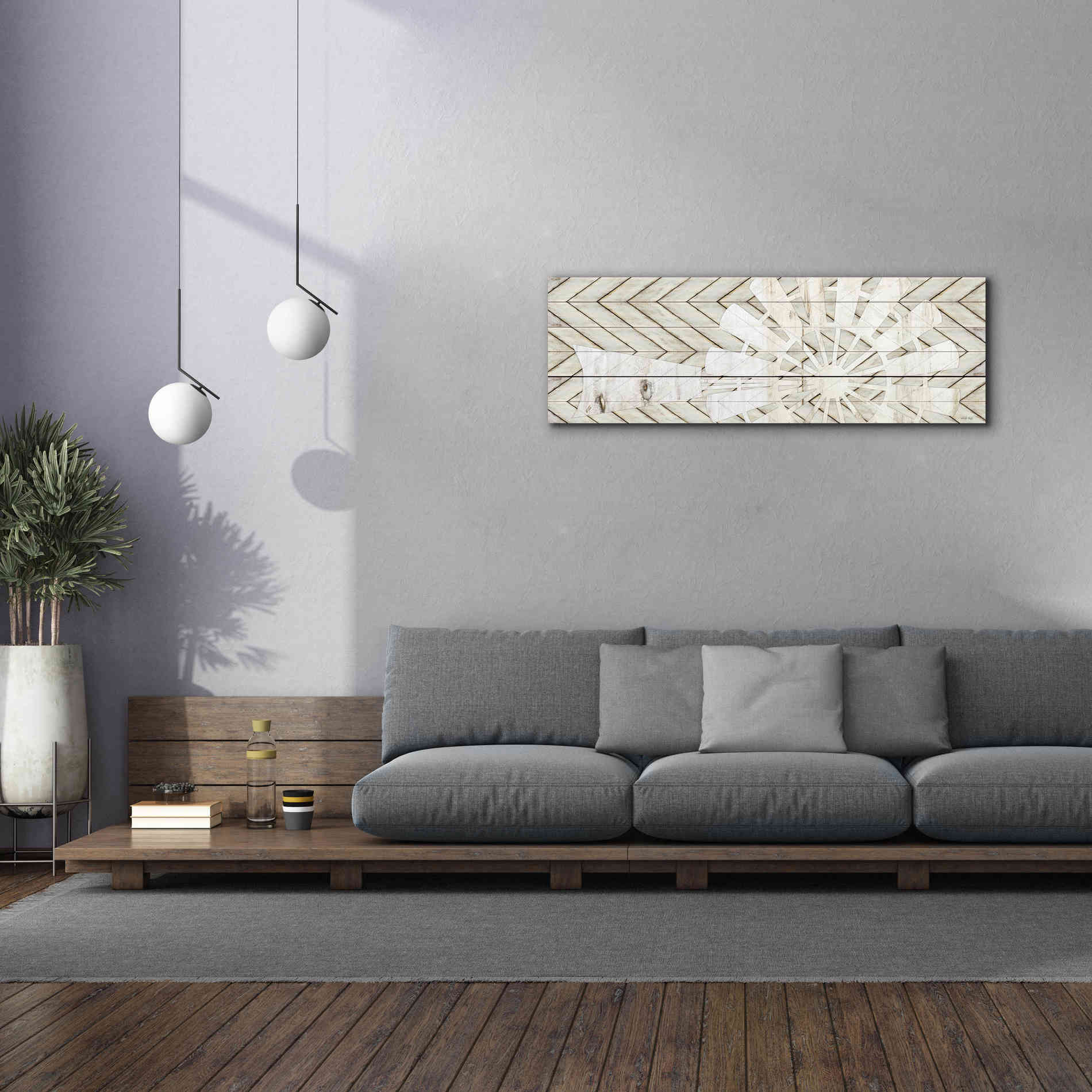'Windmill on Wood Slats' by Cindy Jacobs, Canvas Wall Art,60 x 20