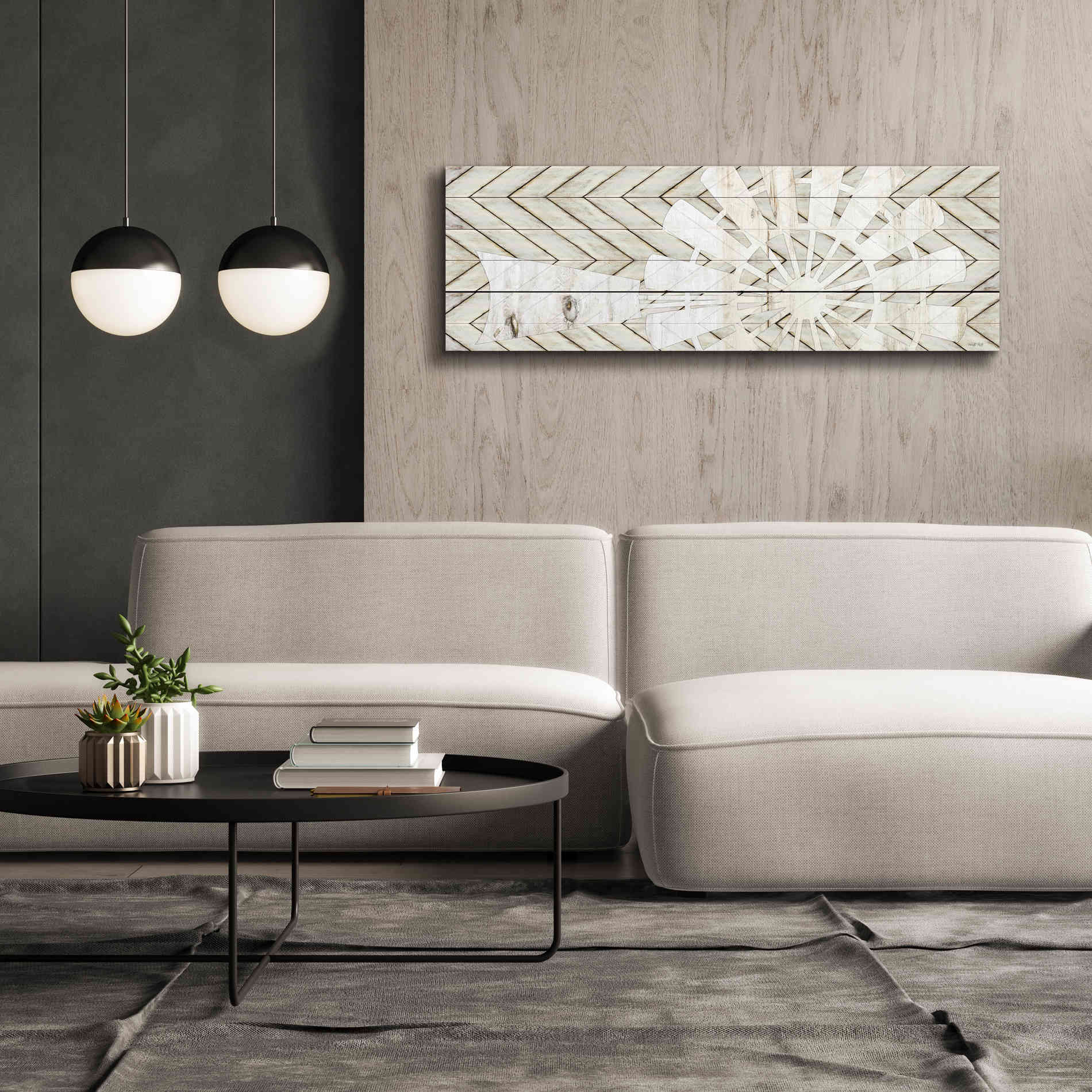 'Windmill on Wood Slats' by Cindy Jacobs, Canvas Wall Art,60 x 20