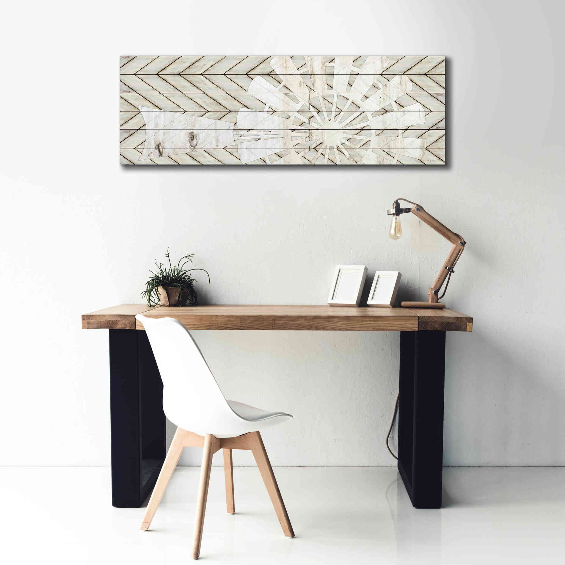 'Windmill on Wood Slats' by Cindy Jacobs, Canvas Wall Art,60 x 20