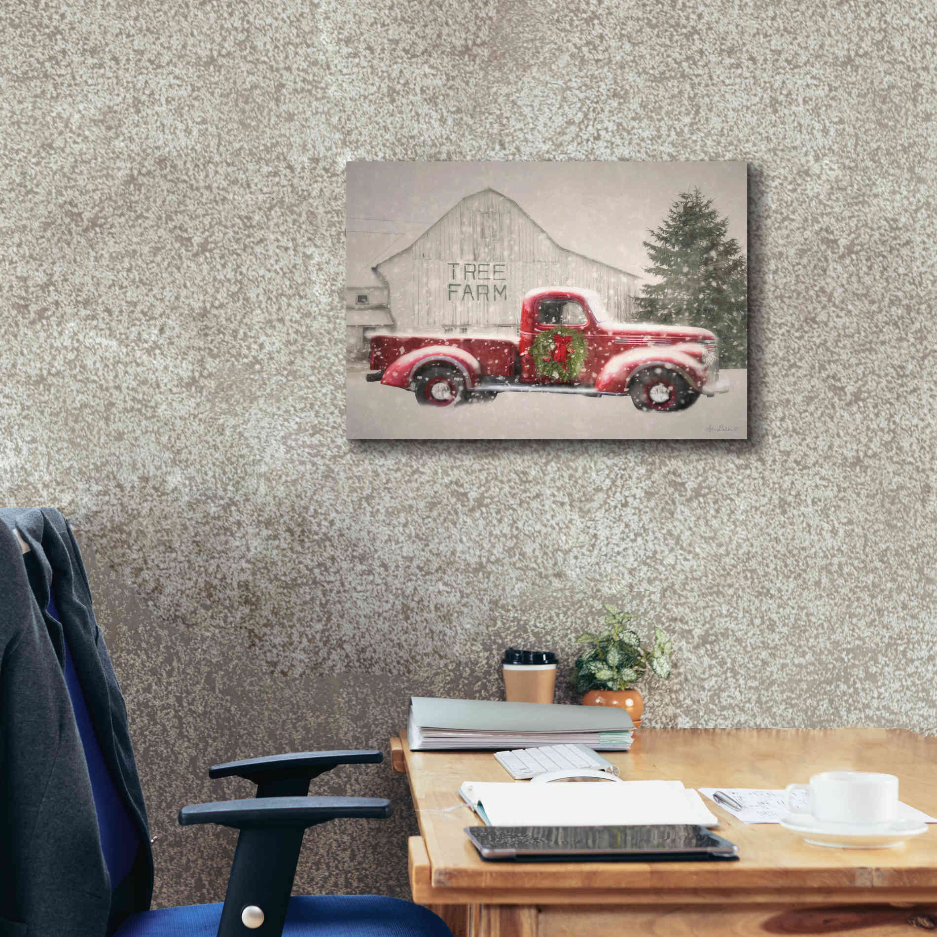 'Tree Farm With Truck' by Lori Deiter, Canvas Wall Art,26 x 18