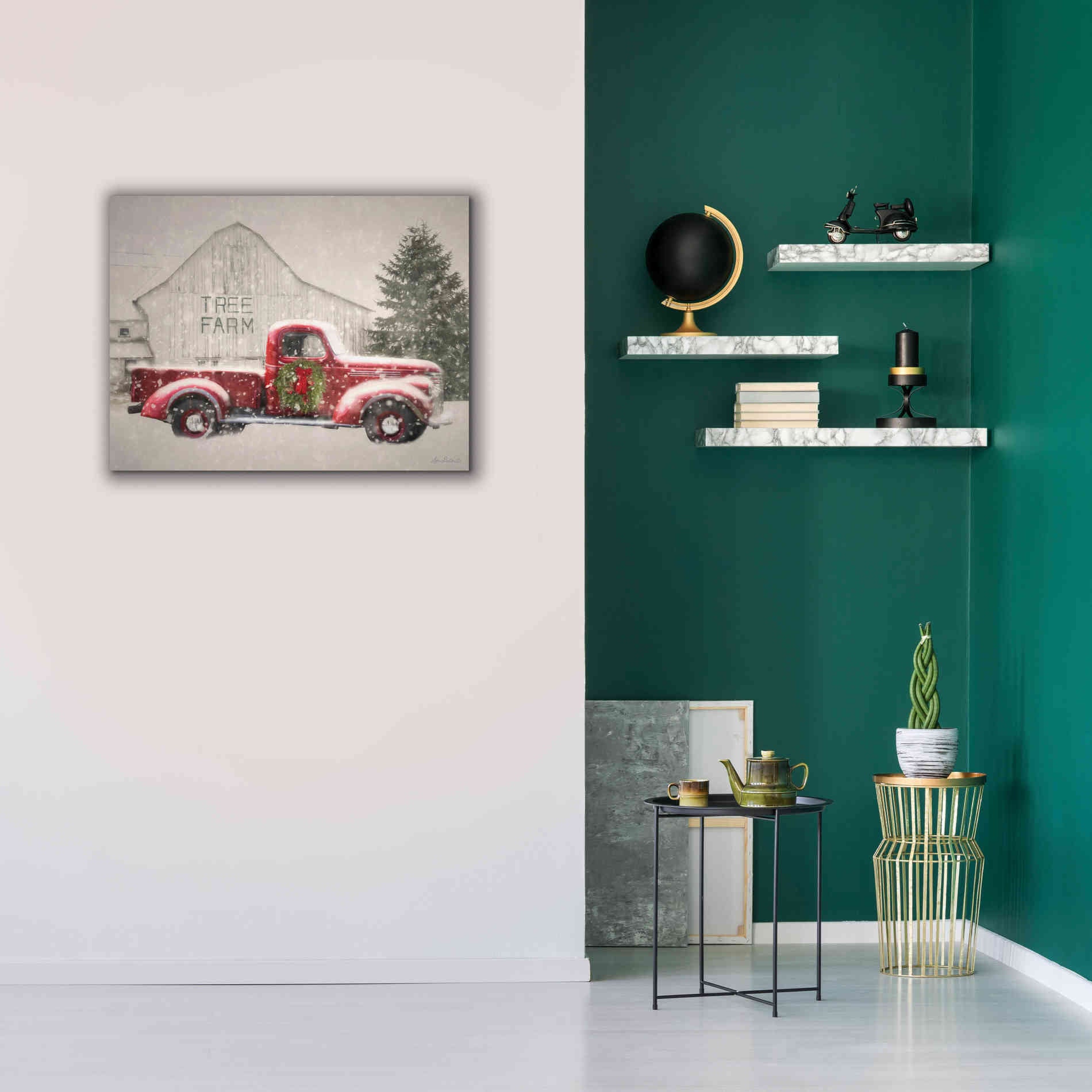 'Tree Farm With Truck' by Lori Deiter, Canvas Wall Art,34 x 26
