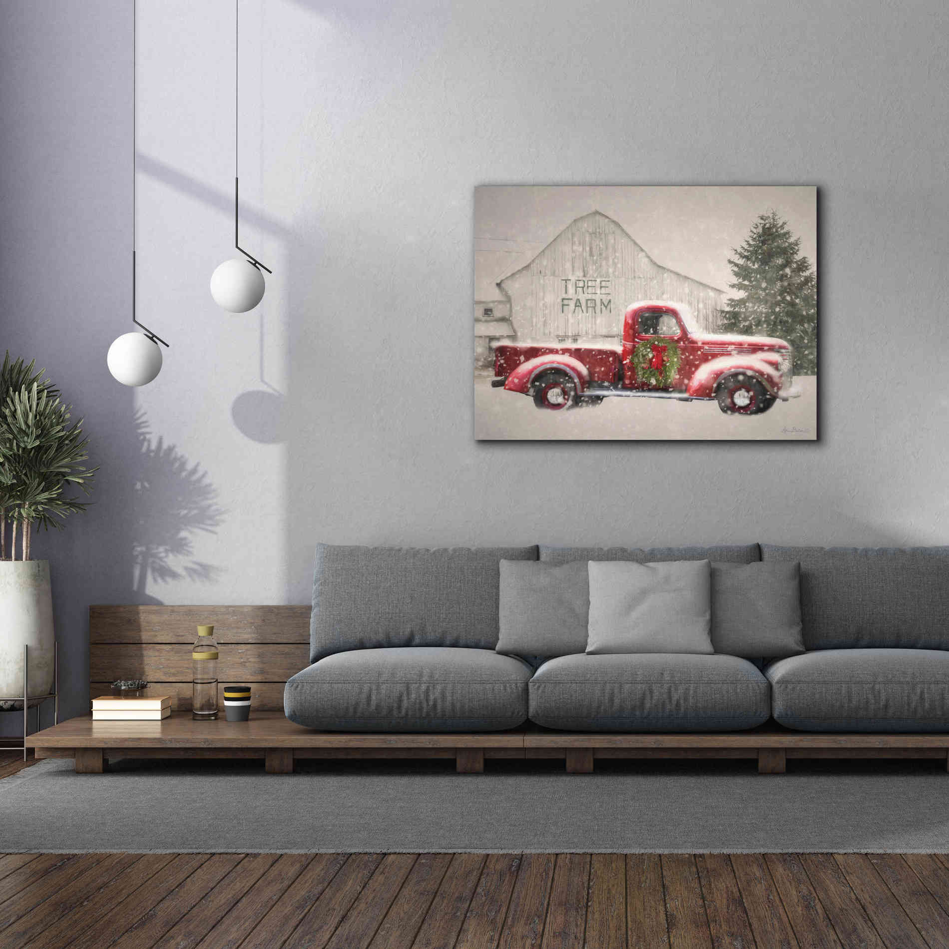 'Tree Farm With Truck' by Lori Deiter, Canvas Wall Art,54 x 40