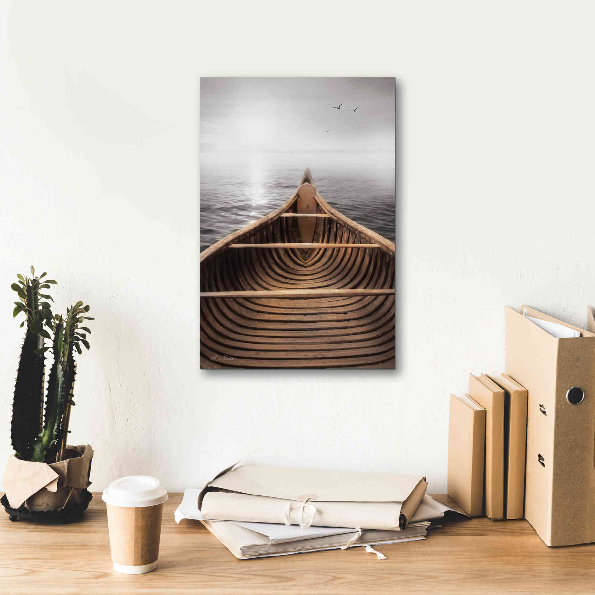 'Old Wooden Canoe' by Lori Deiter, Canvas Wall Art,12 x 18