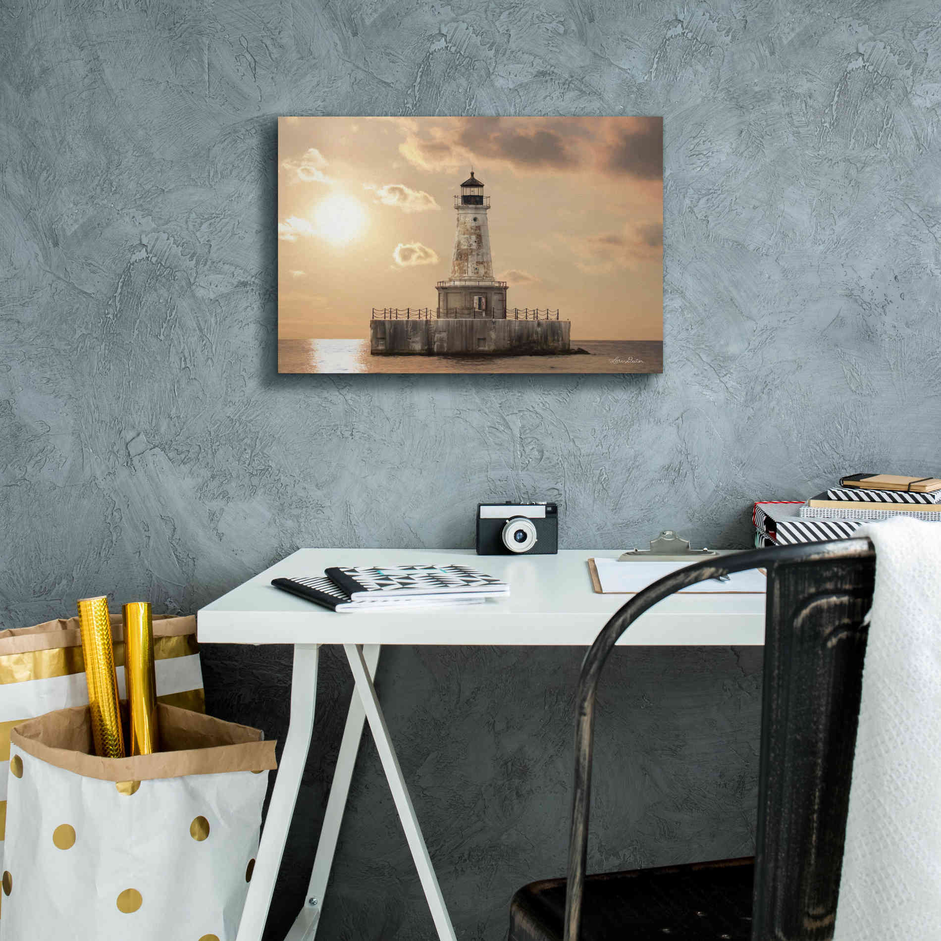 'Charity Shoal Lighthouse' by Lori Deiter, Canvas Wall Art,18 x 12