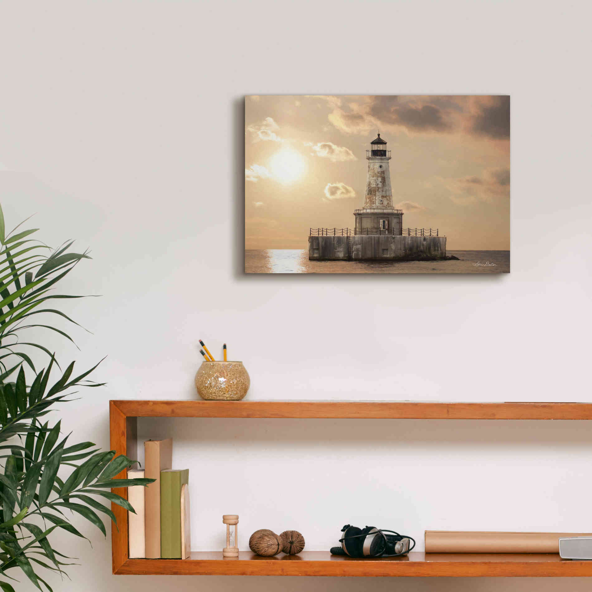 'Charity Shoal Lighthouse' by Lori Deiter, Canvas Wall Art,18 x 12