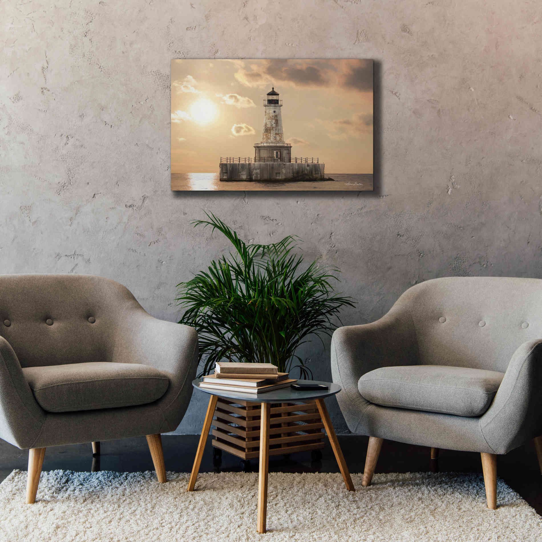 'Charity Shoal Lighthouse' by Lori Deiter, Canvas Wall Art,40 x 26