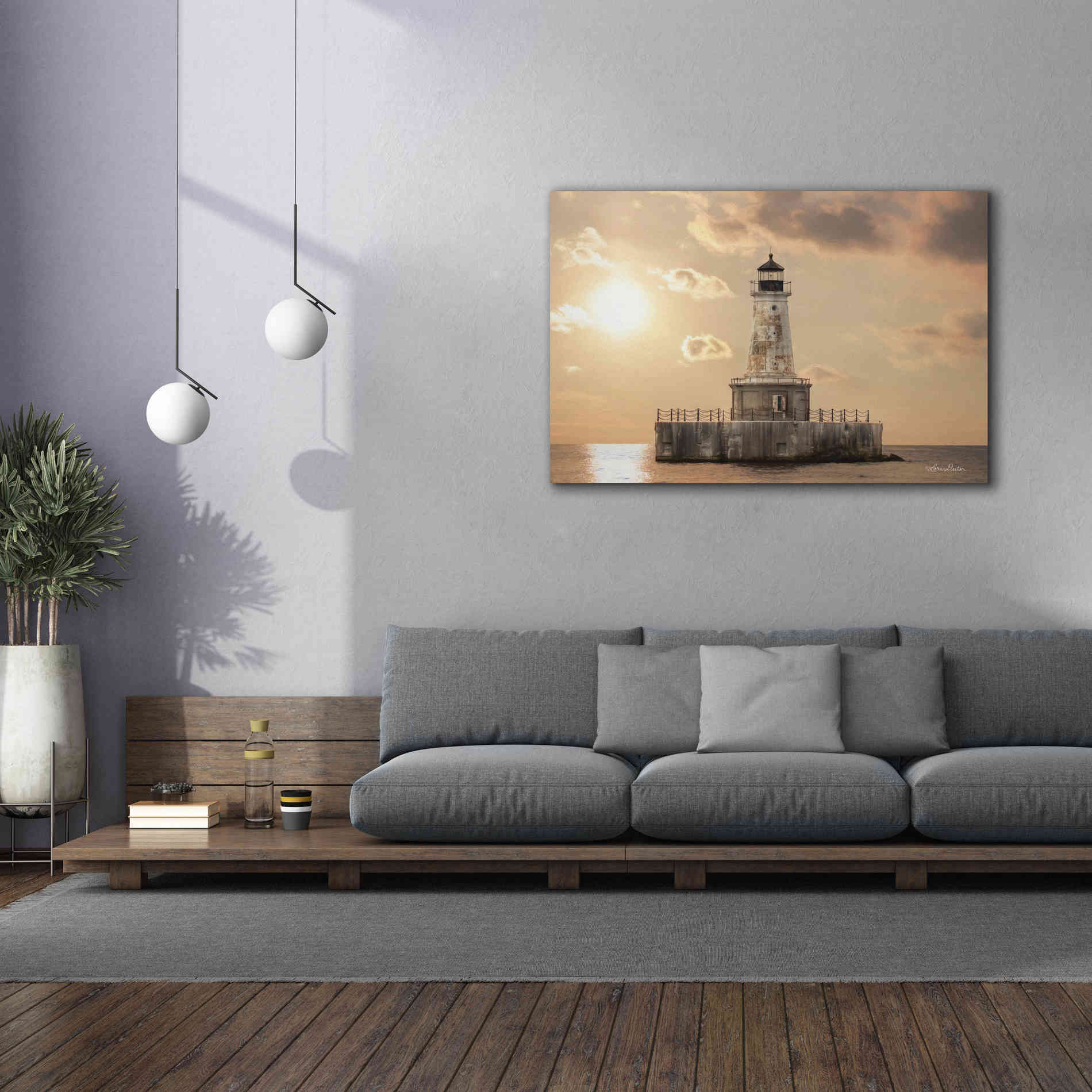 'Charity Shoal Lighthouse' by Lori Deiter, Canvas Wall Art,60 x 40