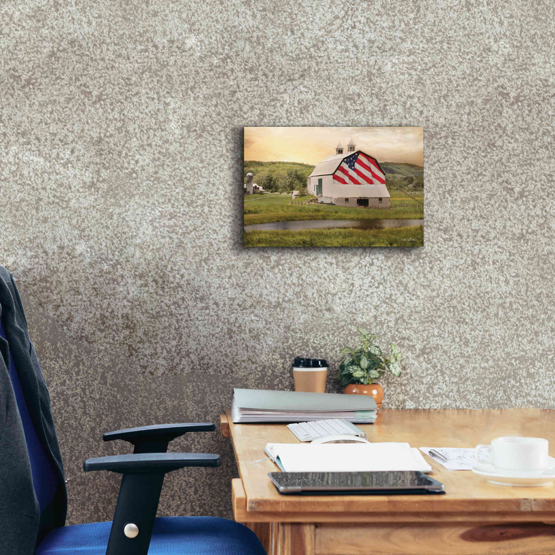 'Flag Barn' by Lori Deiter, Canvas Wall Art,18 x 12