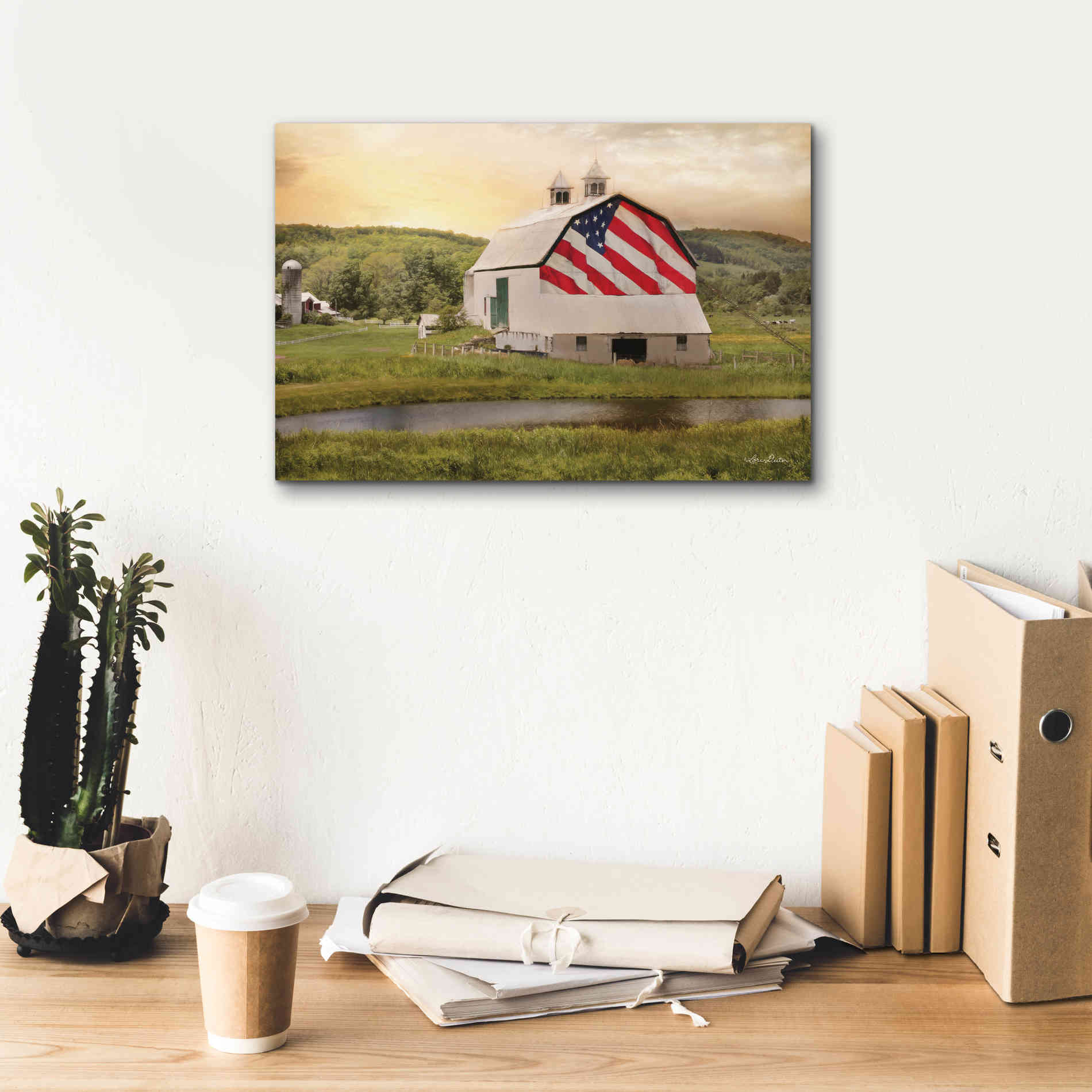 'Flag Barn' by Lori Deiter, Canvas Wall Art,18 x 12