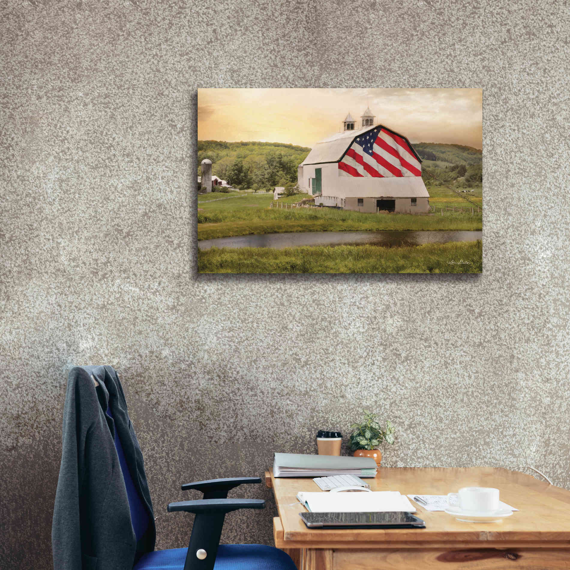 'Flag Barn' by Lori Deiter, Canvas Wall Art,40 x 26