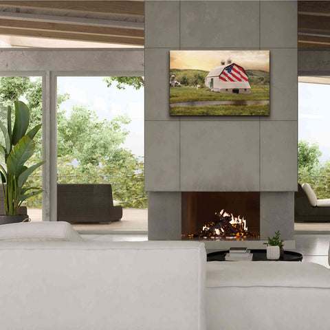 Image of 'Flag Barn' by Lori Deiter, Canvas Wall Art,40 x 26