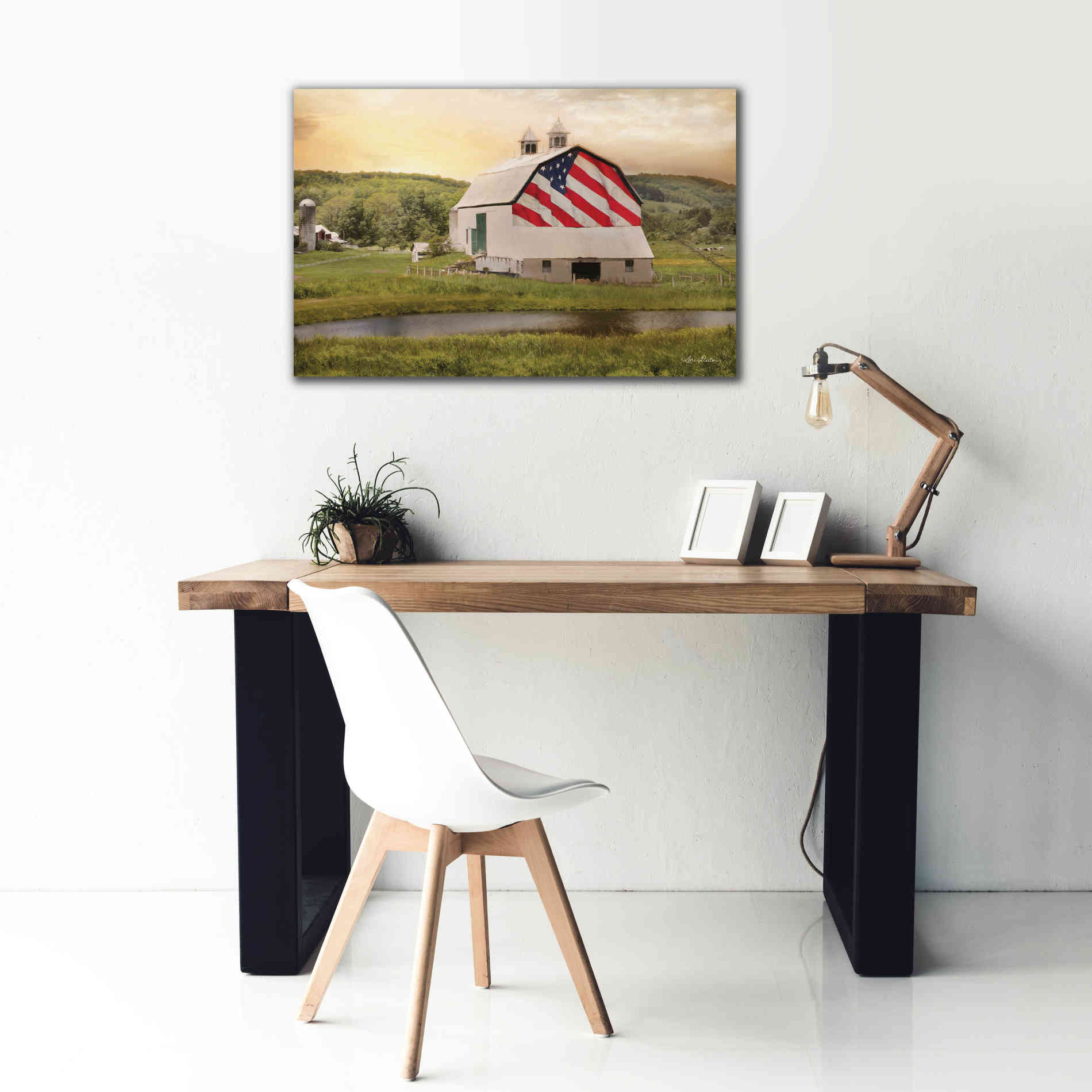 'Flag Barn' by Lori Deiter, Canvas Wall Art,40 x 26