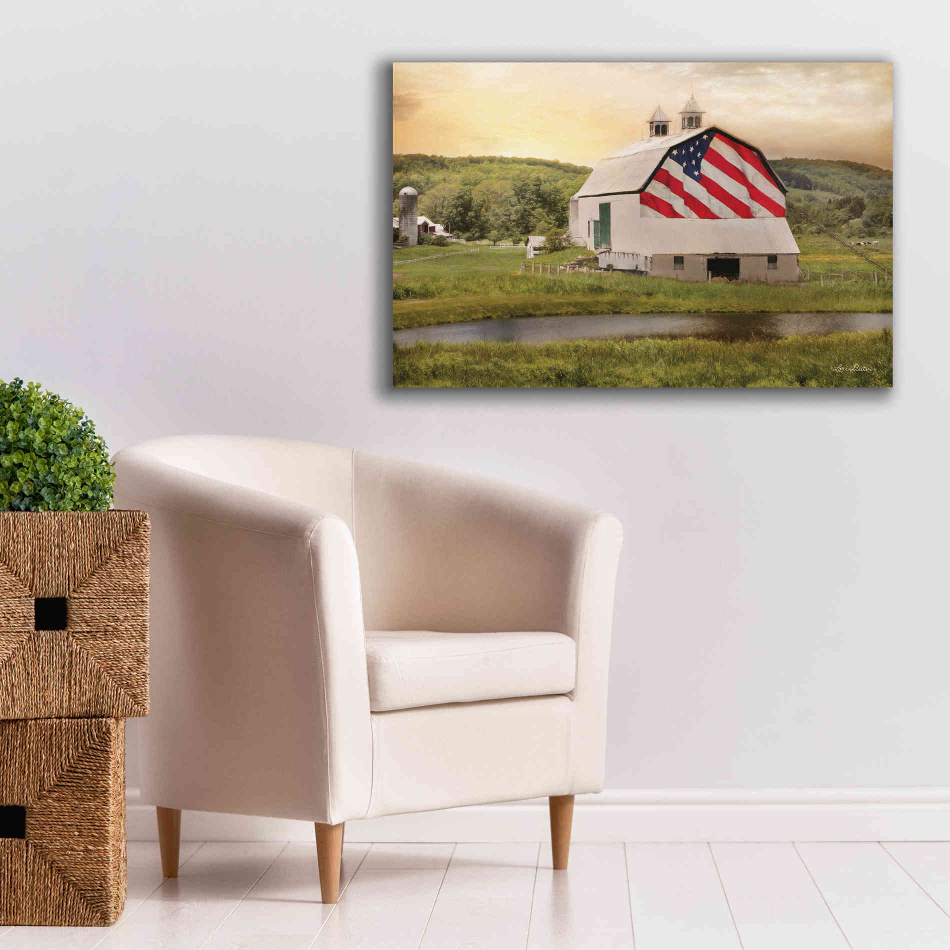 'Flag Barn' by Lori Deiter, Canvas Wall Art,40 x 26