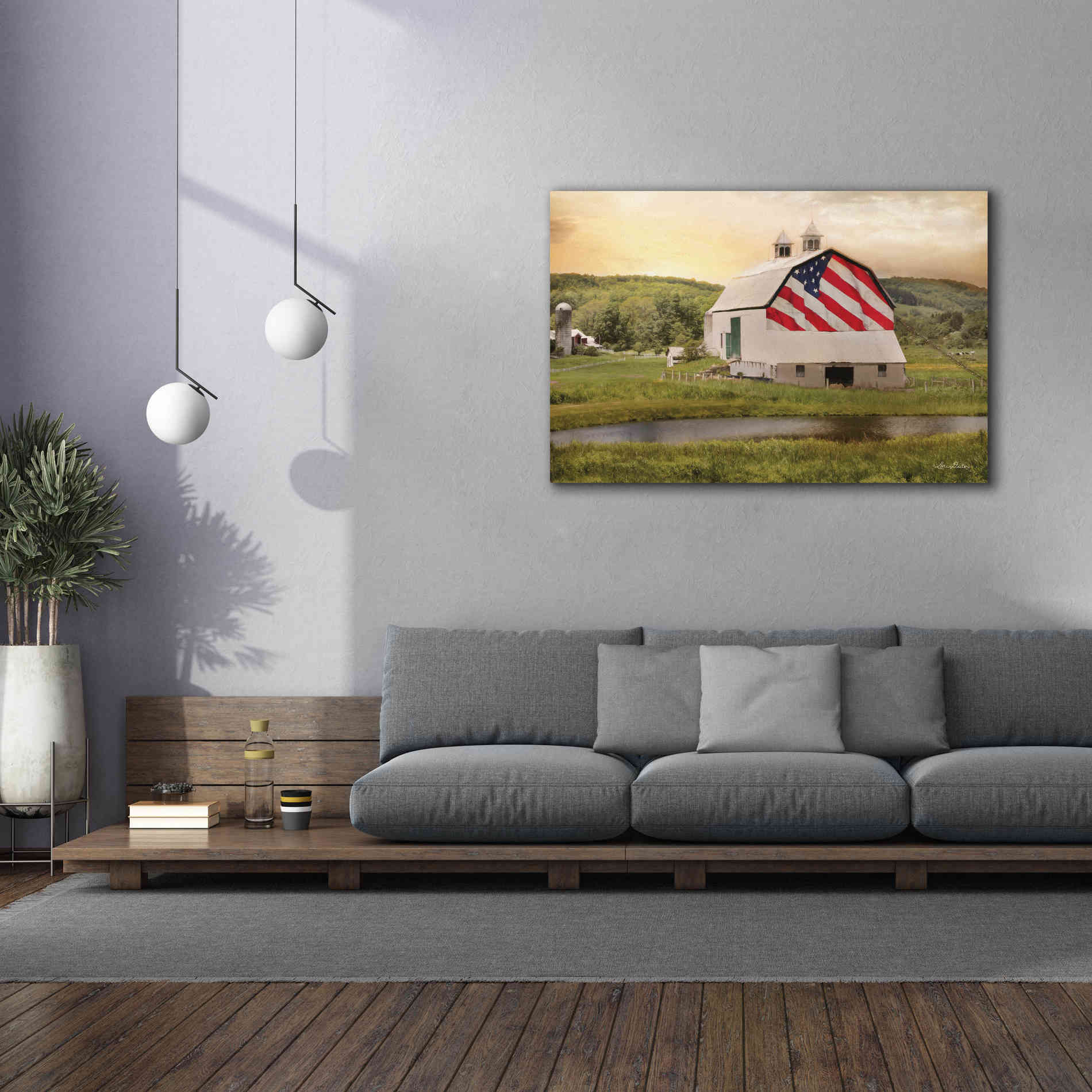 'Flag Barn' by Lori Deiter, Canvas Wall Art,60 x 40