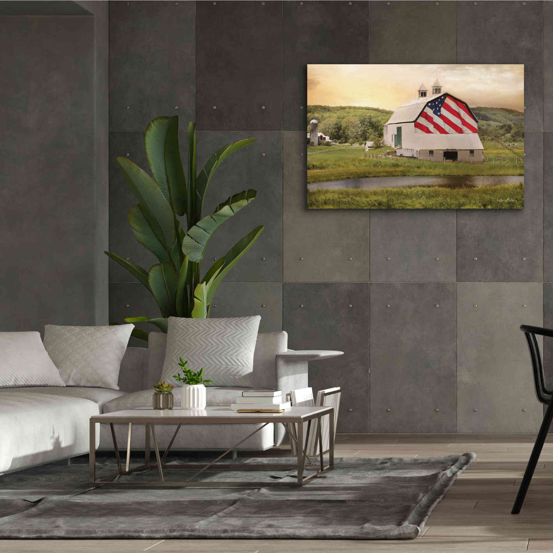 'Flag Barn' by Lori Deiter, Canvas Wall Art,60 x 40