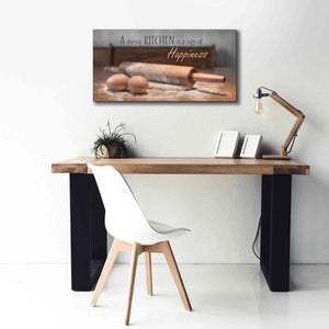 'A Messy Kitchen is a Sign of Happiness' by Lori Deiter, Canvas Wall Art,40 x 20