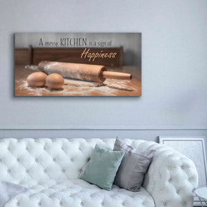 'A Messy Kitchen is a Sign of Happiness' by Lori Deiter, Canvas Wall Art,60 x 30