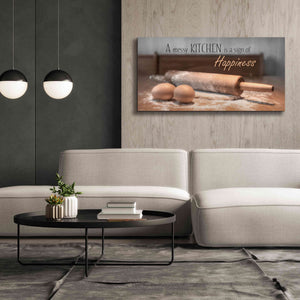 'A Messy Kitchen is a Sign of Happiness' by Lori Deiter, Canvas Wall Art,60 x 30