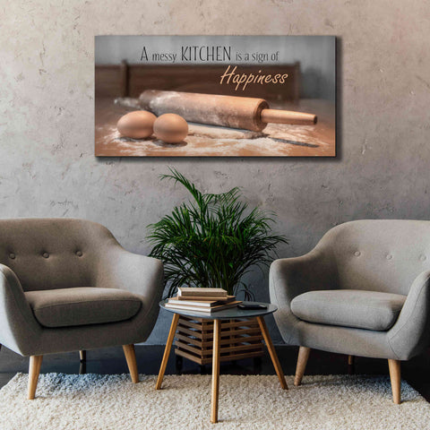 Image of 'A Messy Kitchen is a Sign of Happiness' by Lori Deiter, Canvas Wall Art,60 x 30