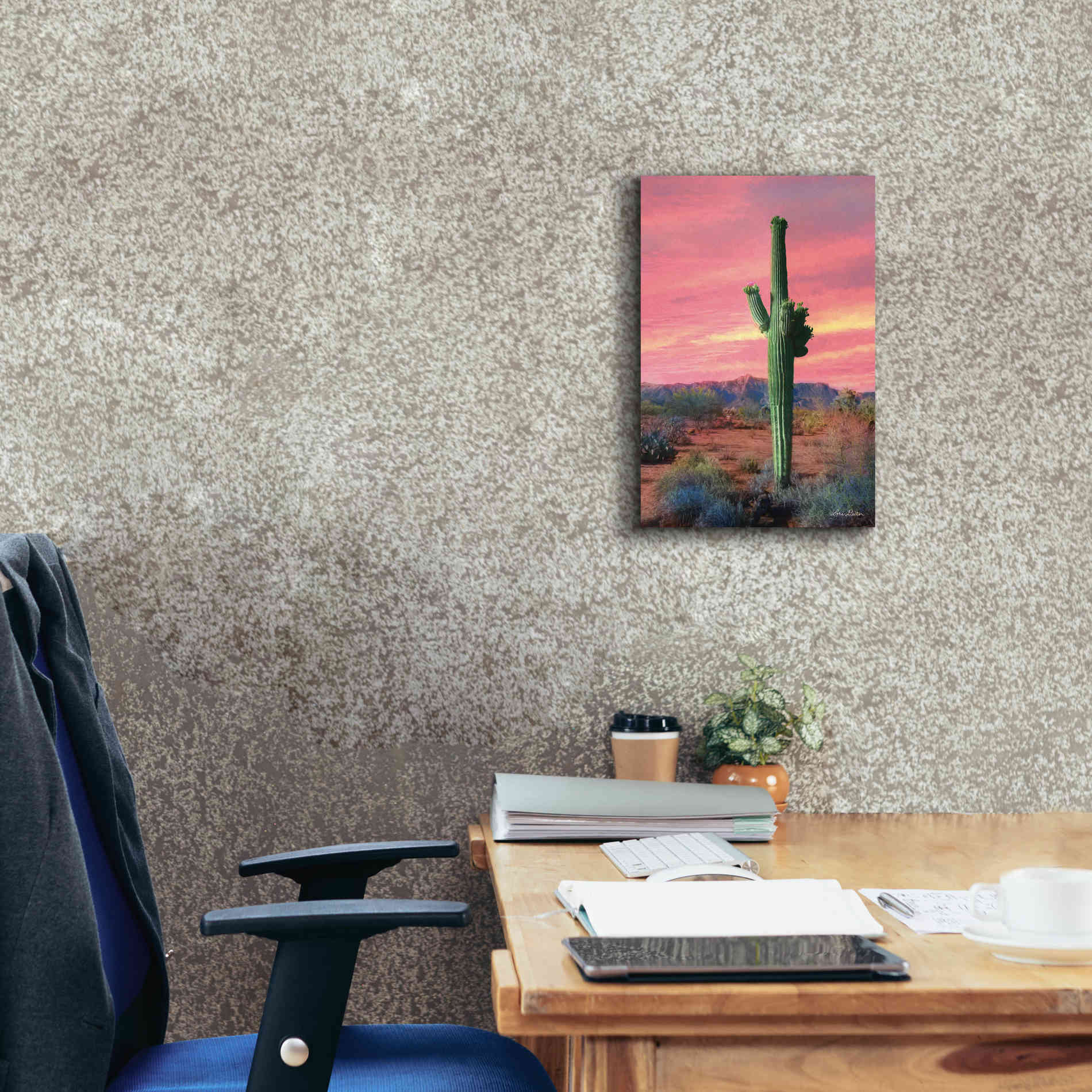 'Vibrant Cactus Sunset' by Lori Deiter, Canvas Wall Art,12 x 18