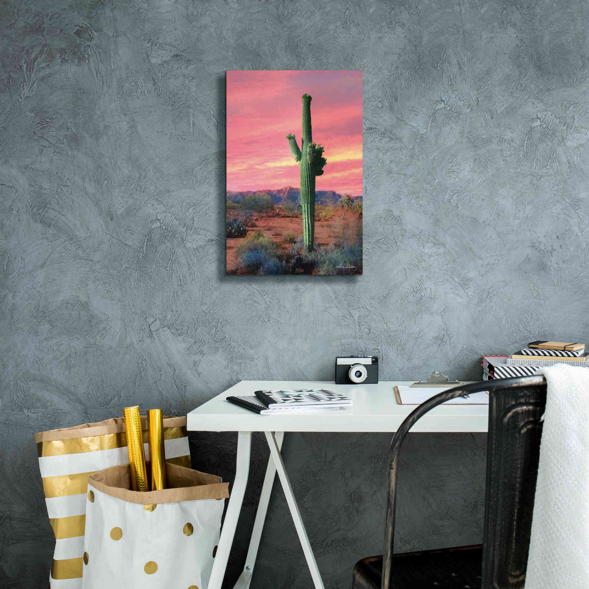 'Vibrant Cactus Sunset' by Lori Deiter, Canvas Wall Art,12 x 18
