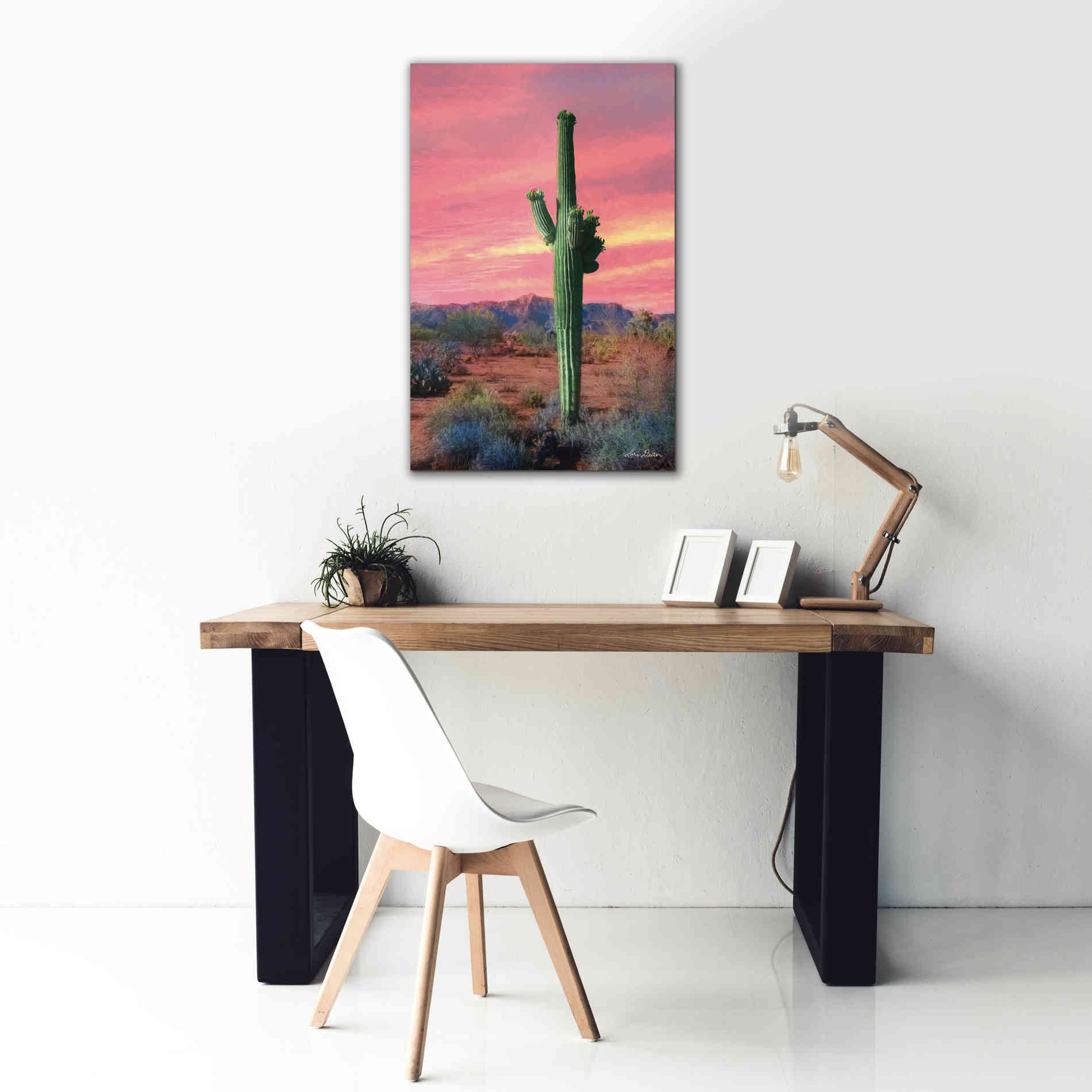 'Vibrant Cactus Sunset' by Lori Deiter, Canvas Wall Art,26 x 40
