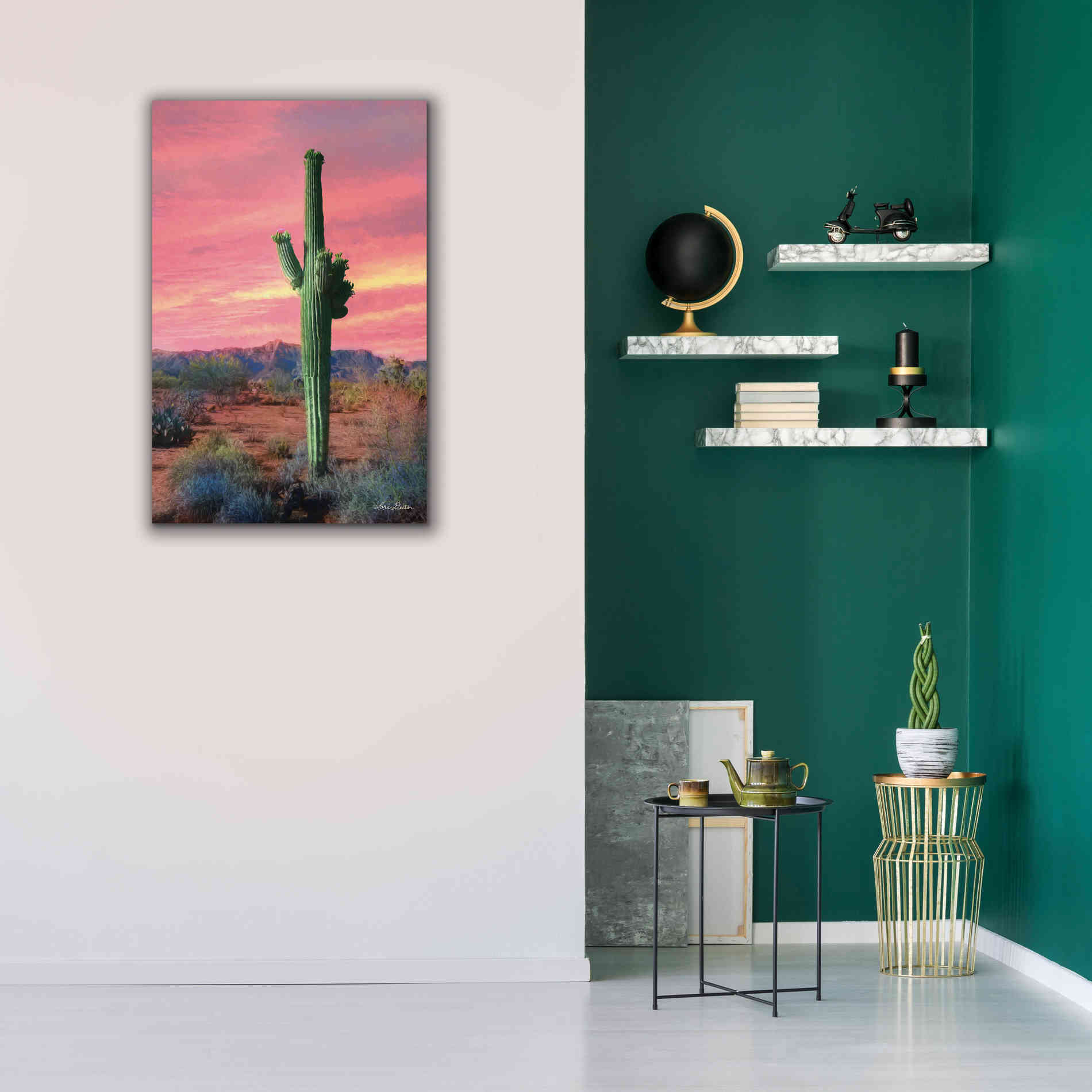 'Vibrant Cactus Sunset' by Lori Deiter, Canvas Wall Art,26 x 40
