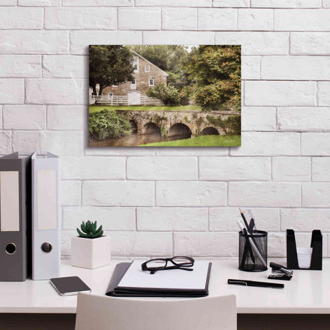 Image of 'Old Stone Barn and Bridge' by Lori Deiter, Canvas Wall Art,18 x 12